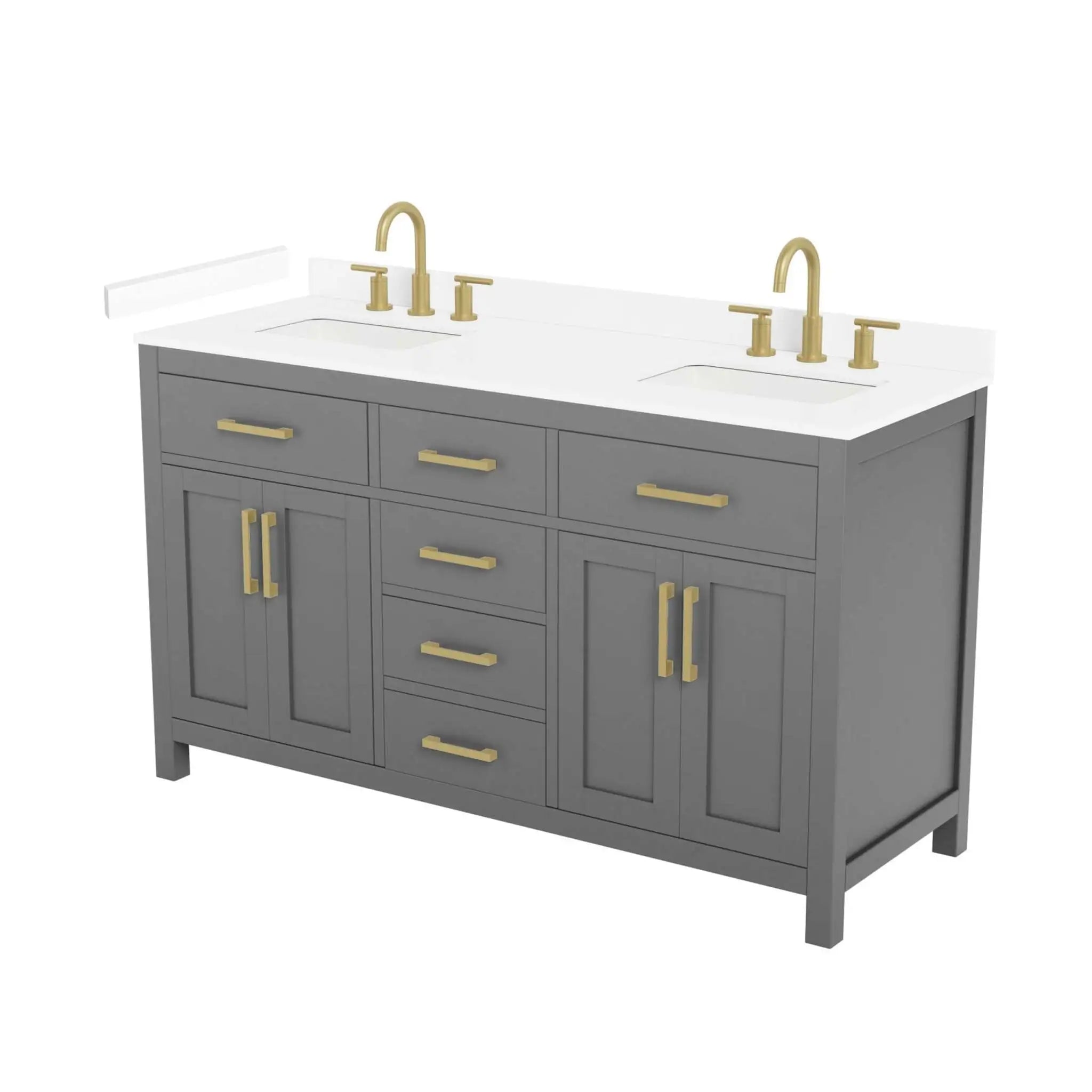 60" Beckett Double Bathroom Vanity in Dark Gray with Brushed Gold Trim by Wyndham