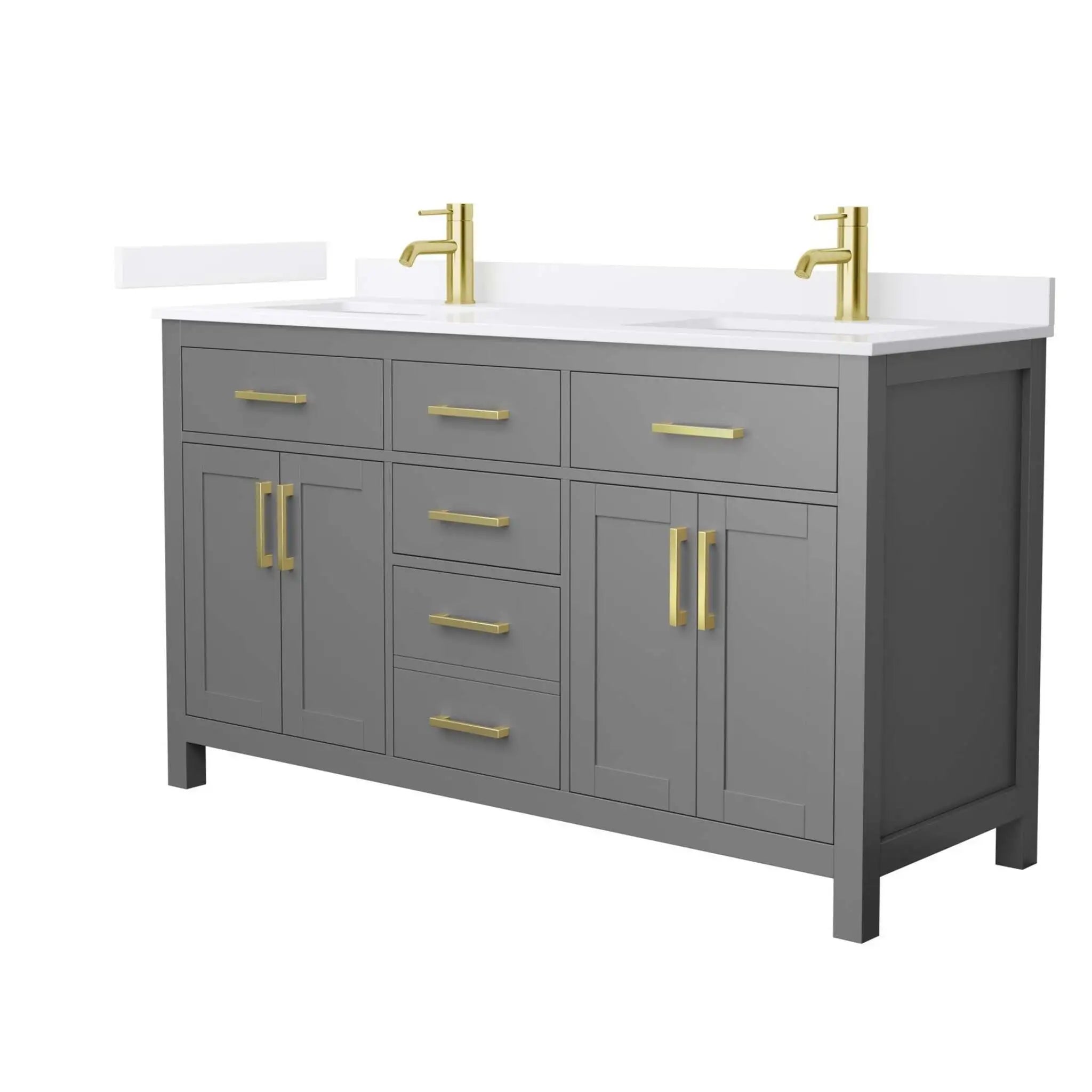60" Beckett Double Bathroom Vanity in Dark Gray with Brushed Gold Trim by Wyndham
