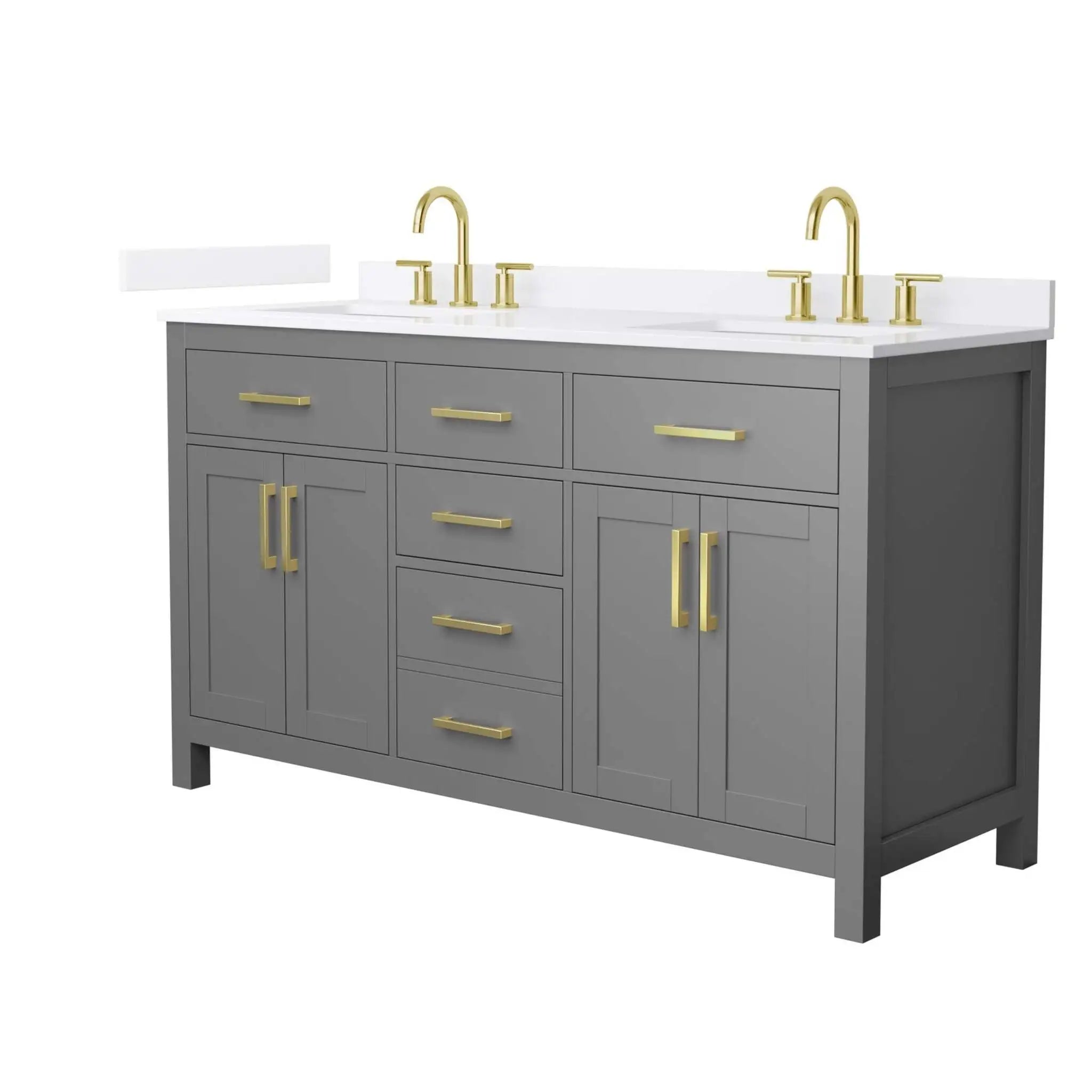 60" Beckett Double Bathroom Vanity in Dark Gray with Brushed Gold Trim by Wyndham