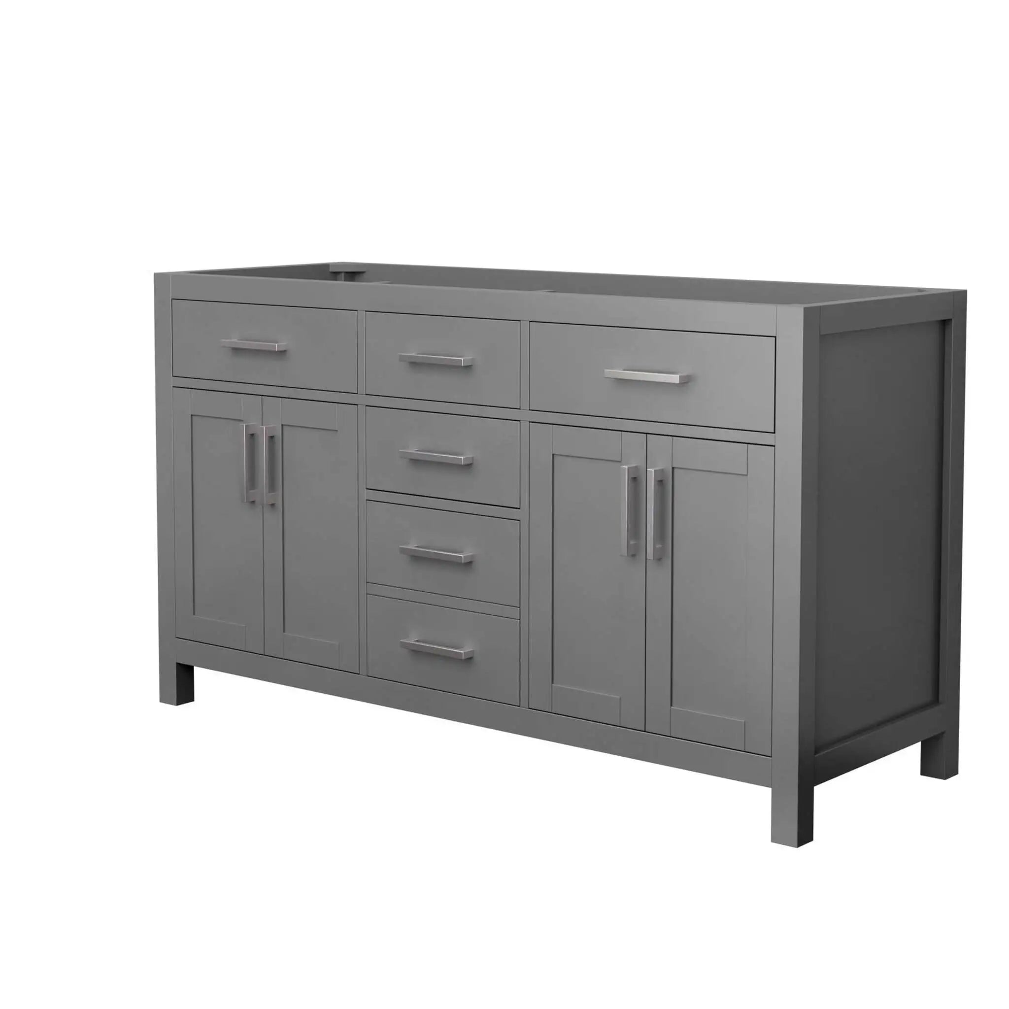 60" Beckett Double Bathroom Vanity in Dark Gray with Brushed Nickel Trim by Wyndham