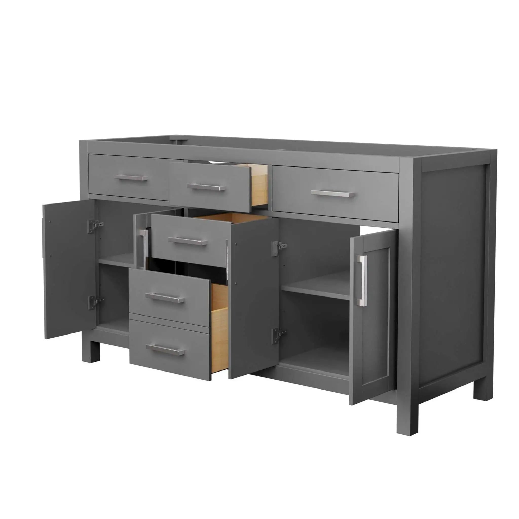60" Beckett Double Bathroom Vanity in Dark Gray with Brushed Nickel Trim by Wyndham