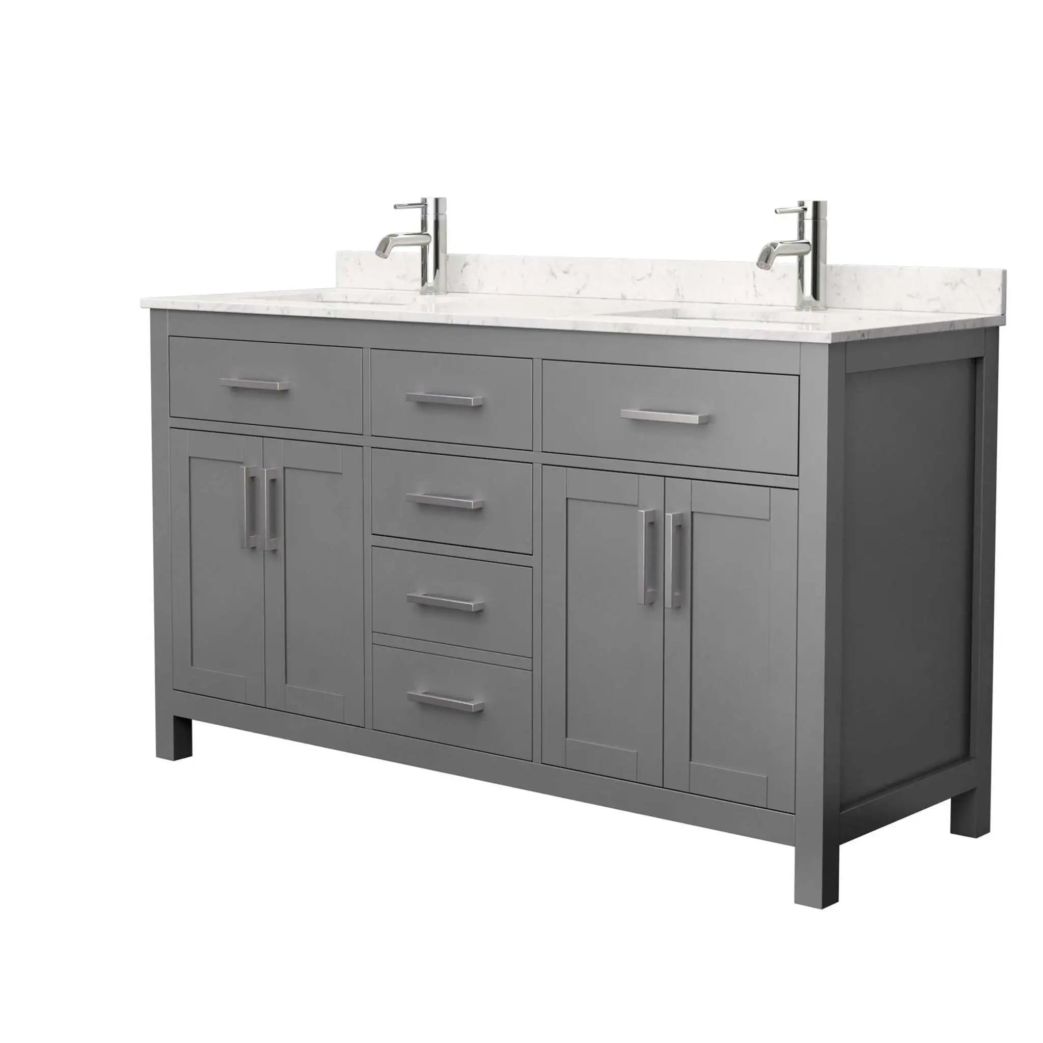60" Beckett Double Bathroom Vanity in Dark Gray with Brushed Nickel Trim by Wyndham