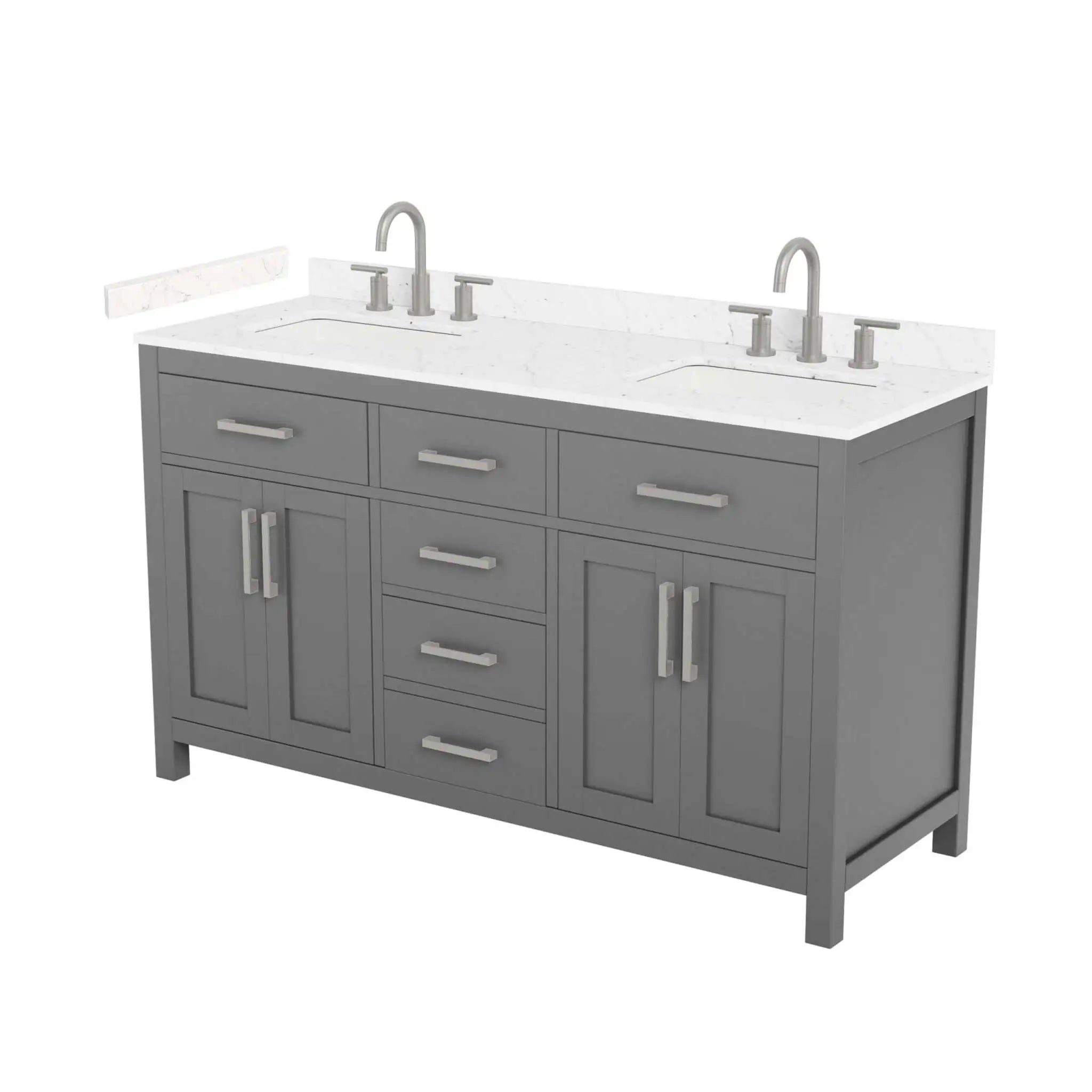 60" Beckett Double Bathroom Vanity in Dark Gray with Brushed Nickel Trim by Wyndham