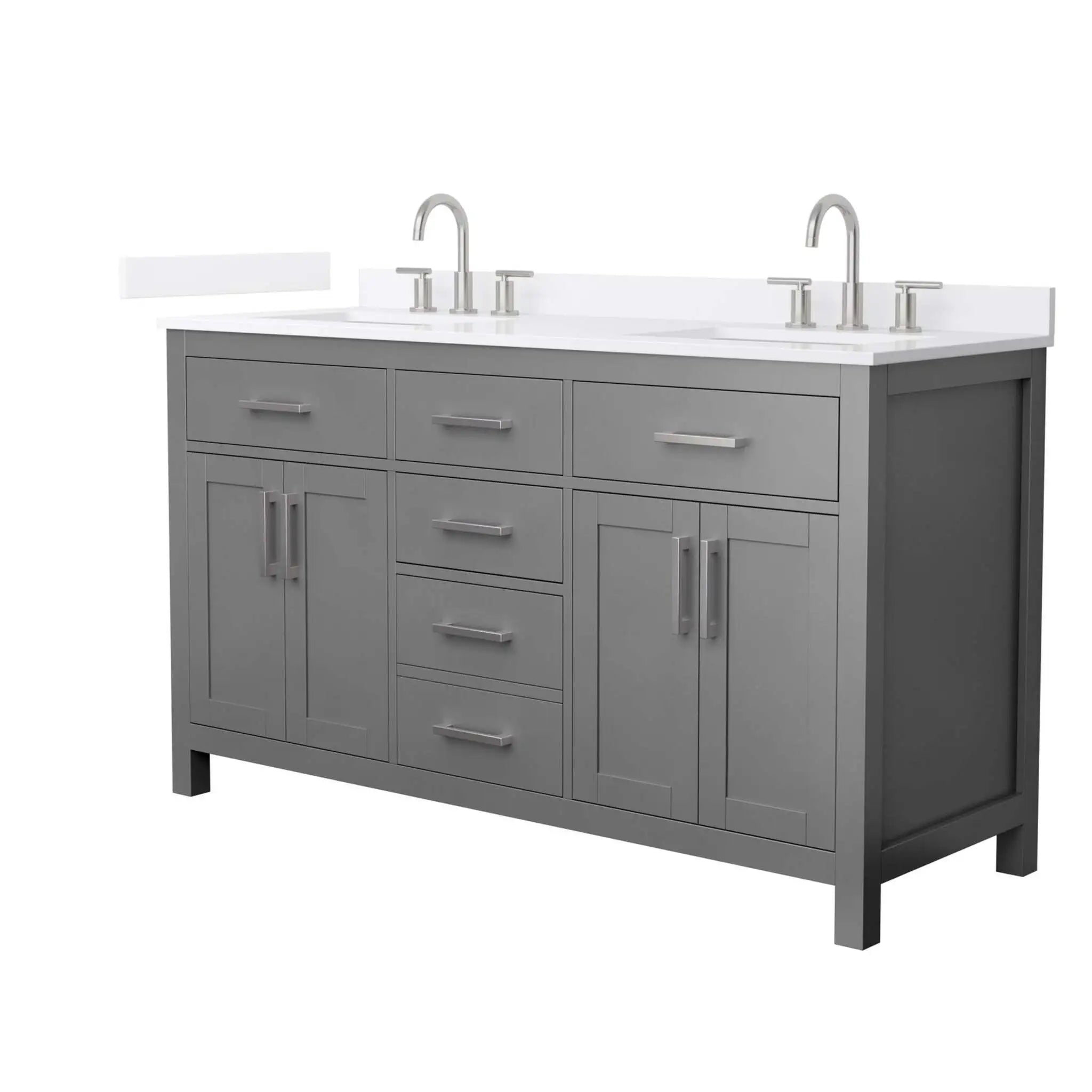 60" Beckett Double Bathroom Vanity in Dark Gray with Brushed Nickel Trim by Wyndham