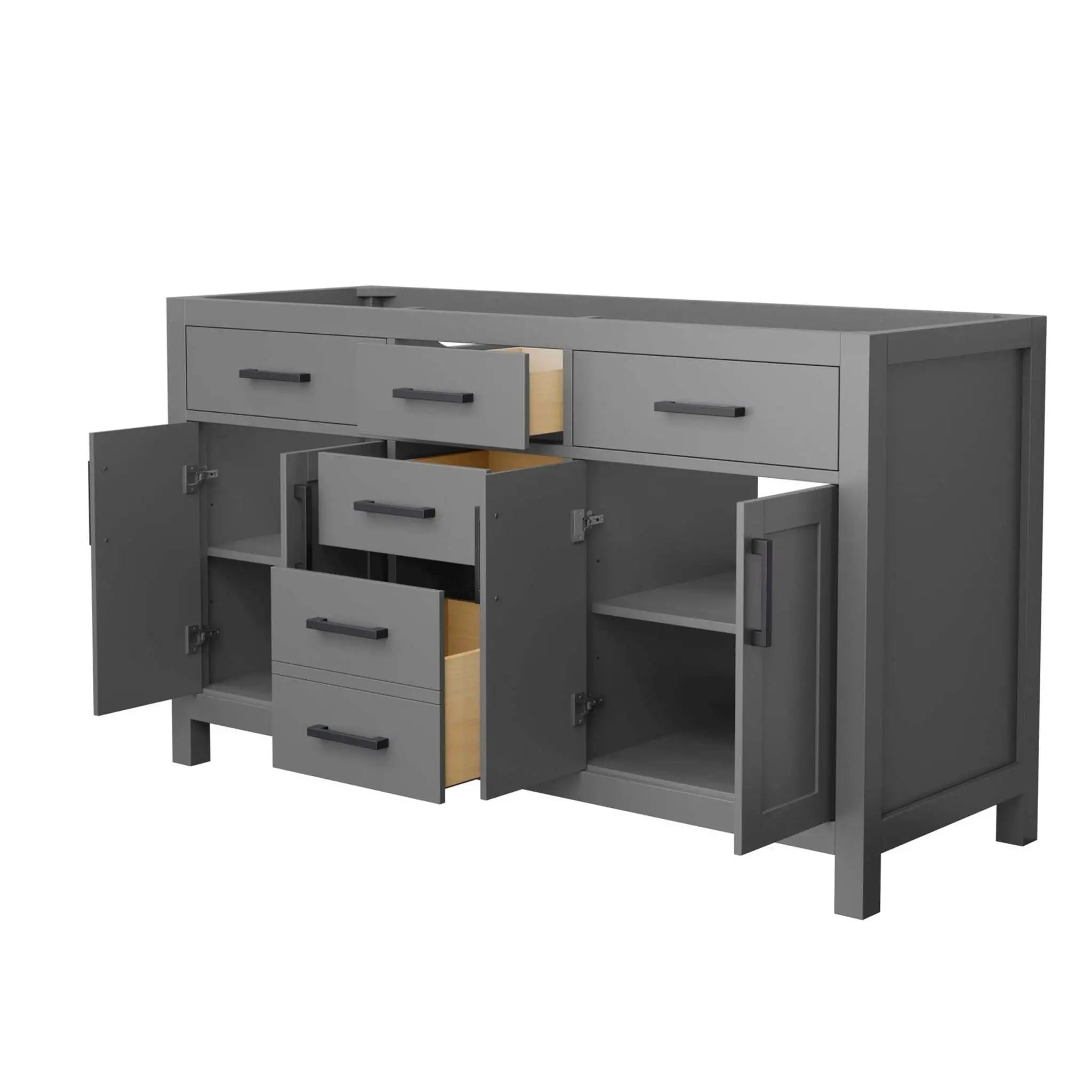 60" Beckett Double Bathroom Vanity in Dark Gray with Matte Black Trim by Wyndham
