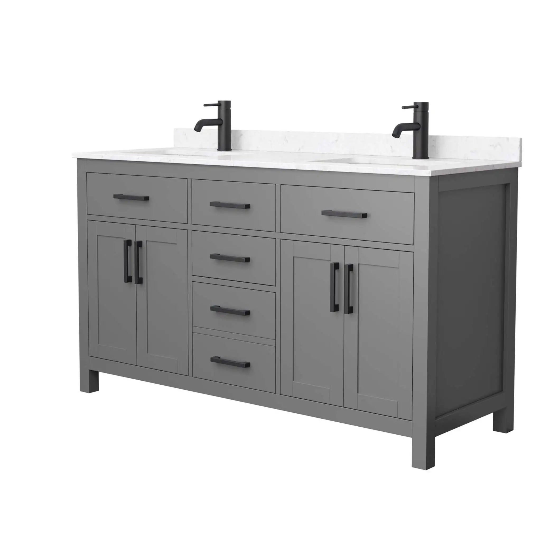 60" Beckett Double Bathroom Vanity in Dark Gray with Matte Black Trim by Wyndham