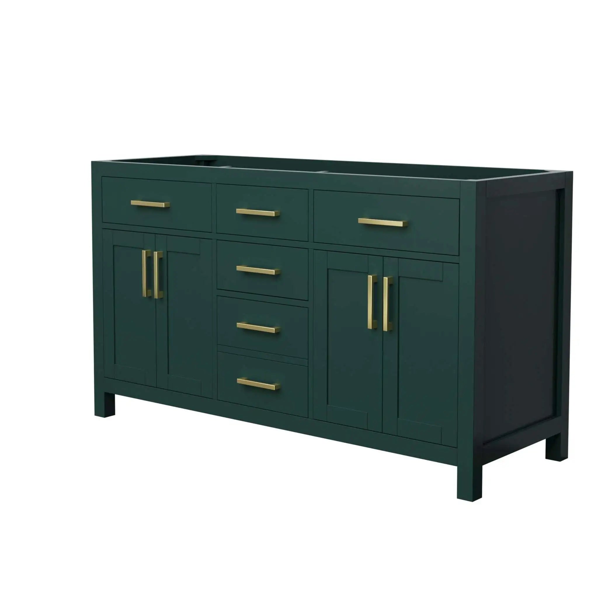 60" Beckett Double Bathroom Vanity in Green with Brushed Gold Trim by Wyndham