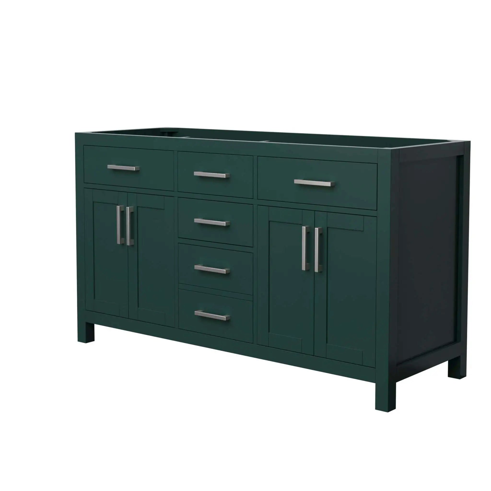 60" Beckett Double Bathroom Vanity in Green with Brushed Nickel Trim by Wyndham