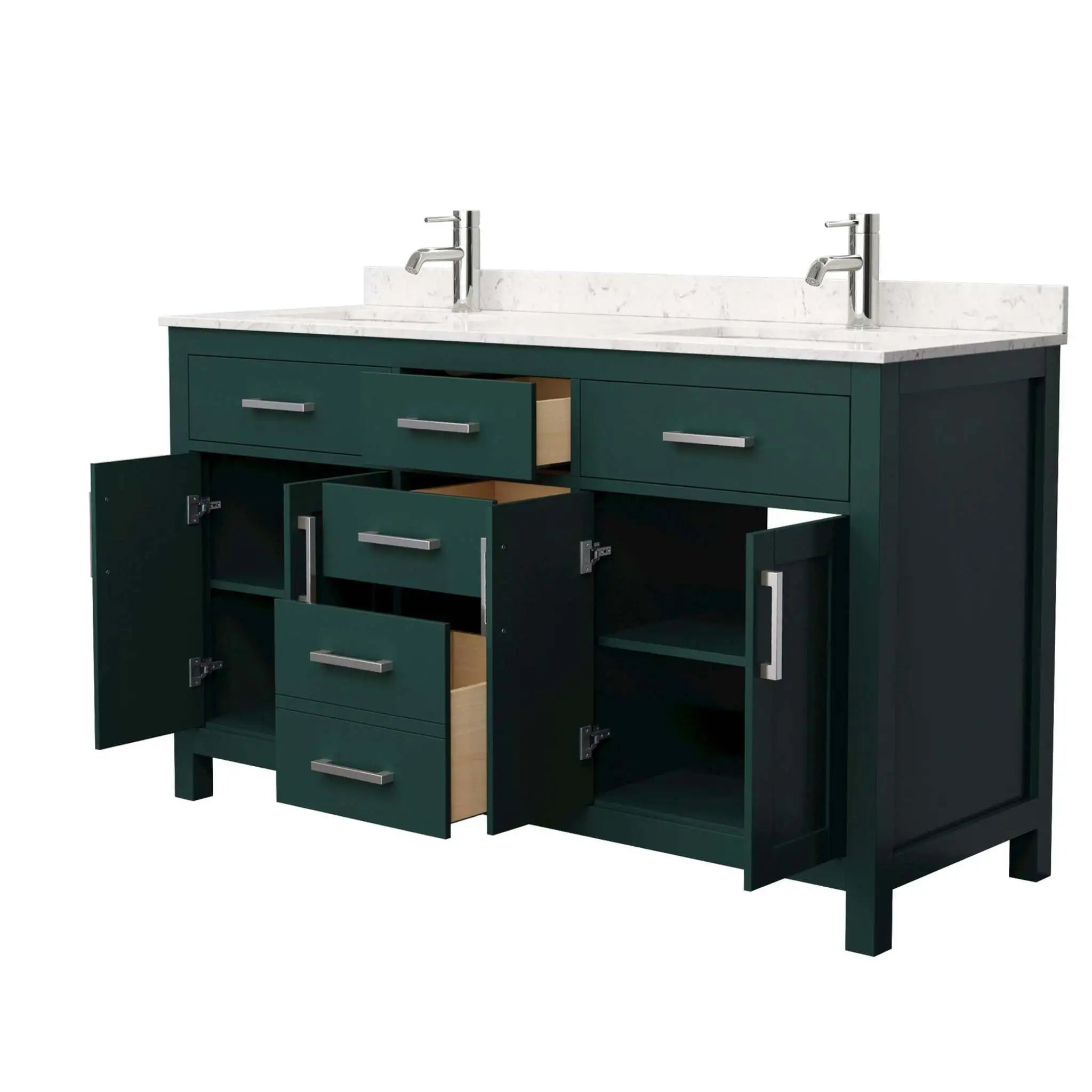 60" Beckett Double Bathroom Vanity in Green with Brushed Nickel Trim by Wyndham