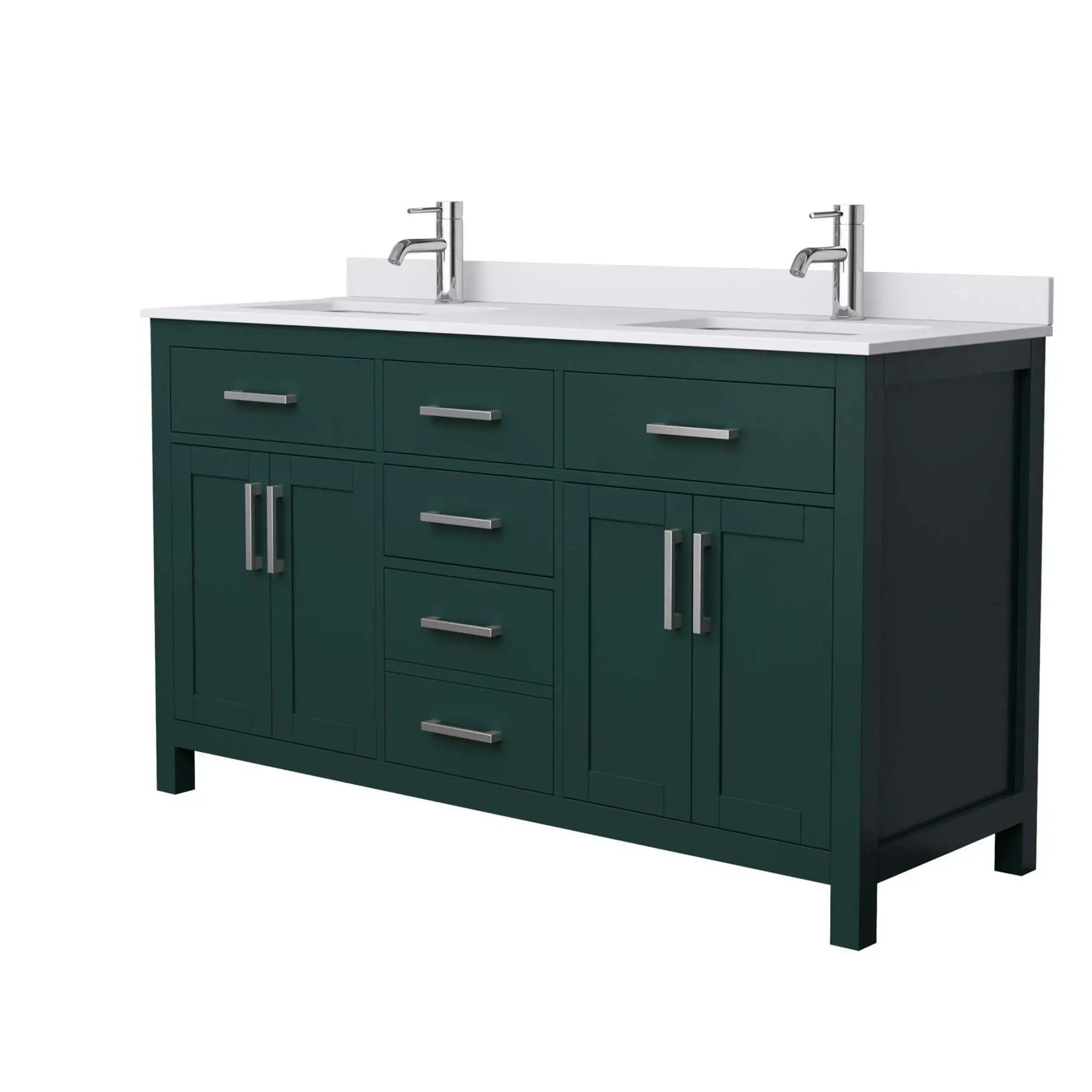 60" Beckett Double Bathroom Vanity in Green with Brushed Nickel Trim by Wyndham
