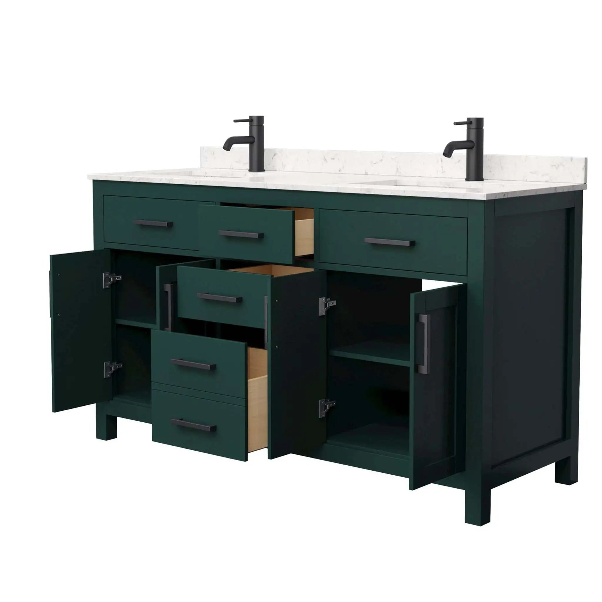 60" Beckett Double Bathroom Vanity in Green with Matte Black Trim by Wyndham