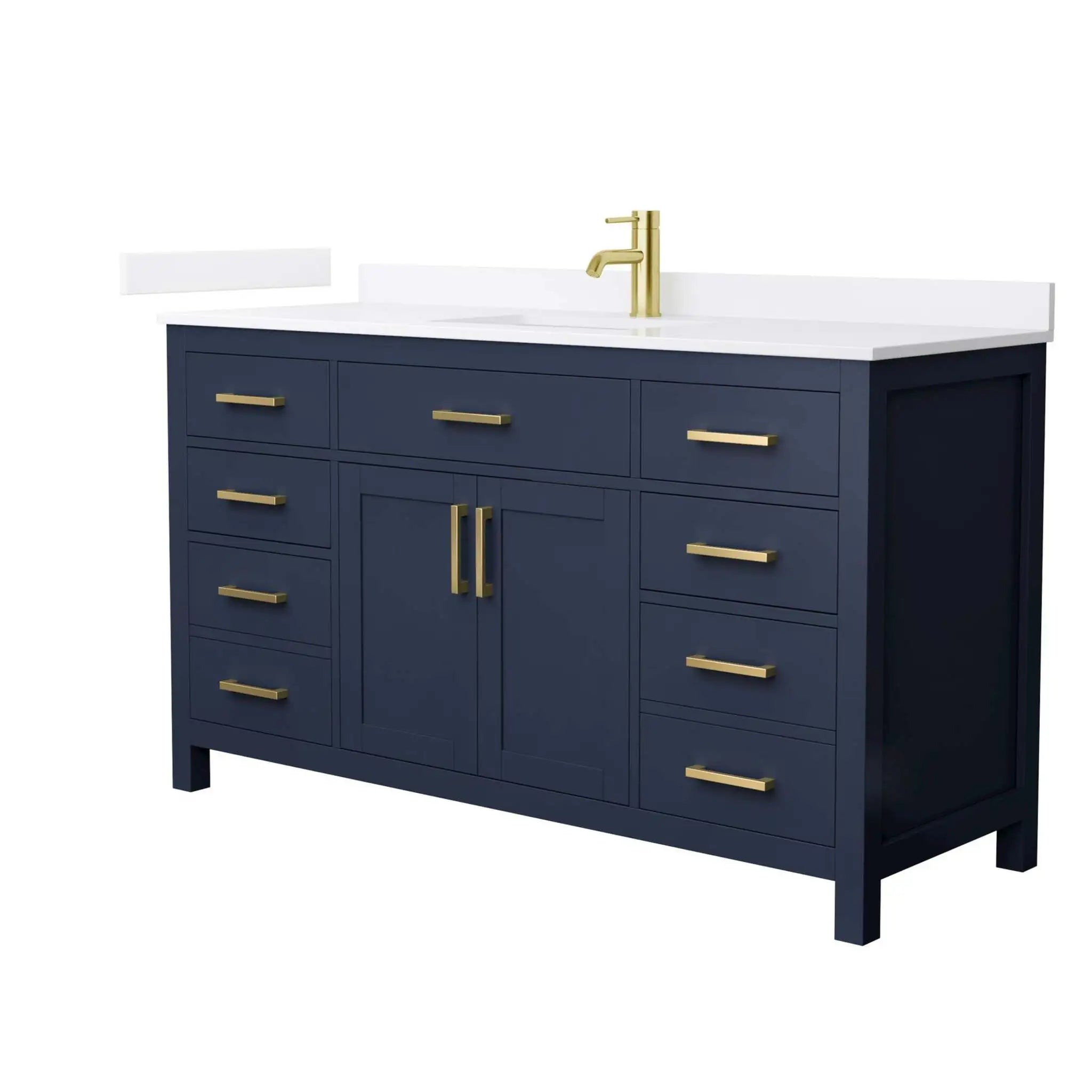 60" Beckett Single Bathroom Vanity in Dark Blue with Brushed Gold Trim by Wyndham