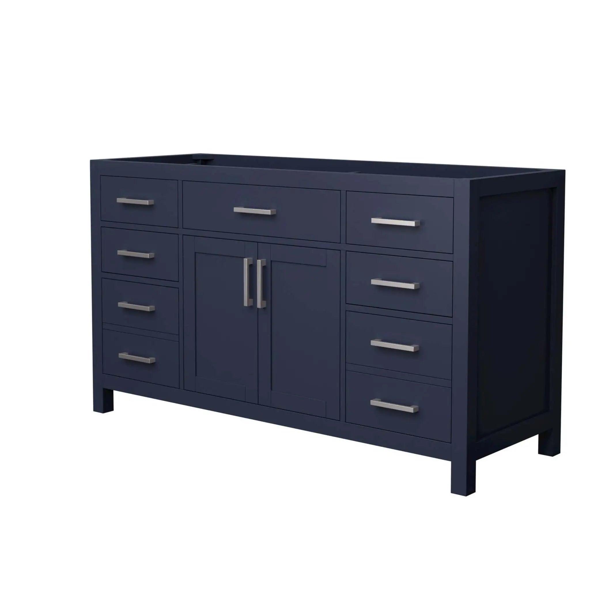 60" Beckett Single Bathroom Vanity in Dark Blue with Brushed Nickel Trim by Wyndham