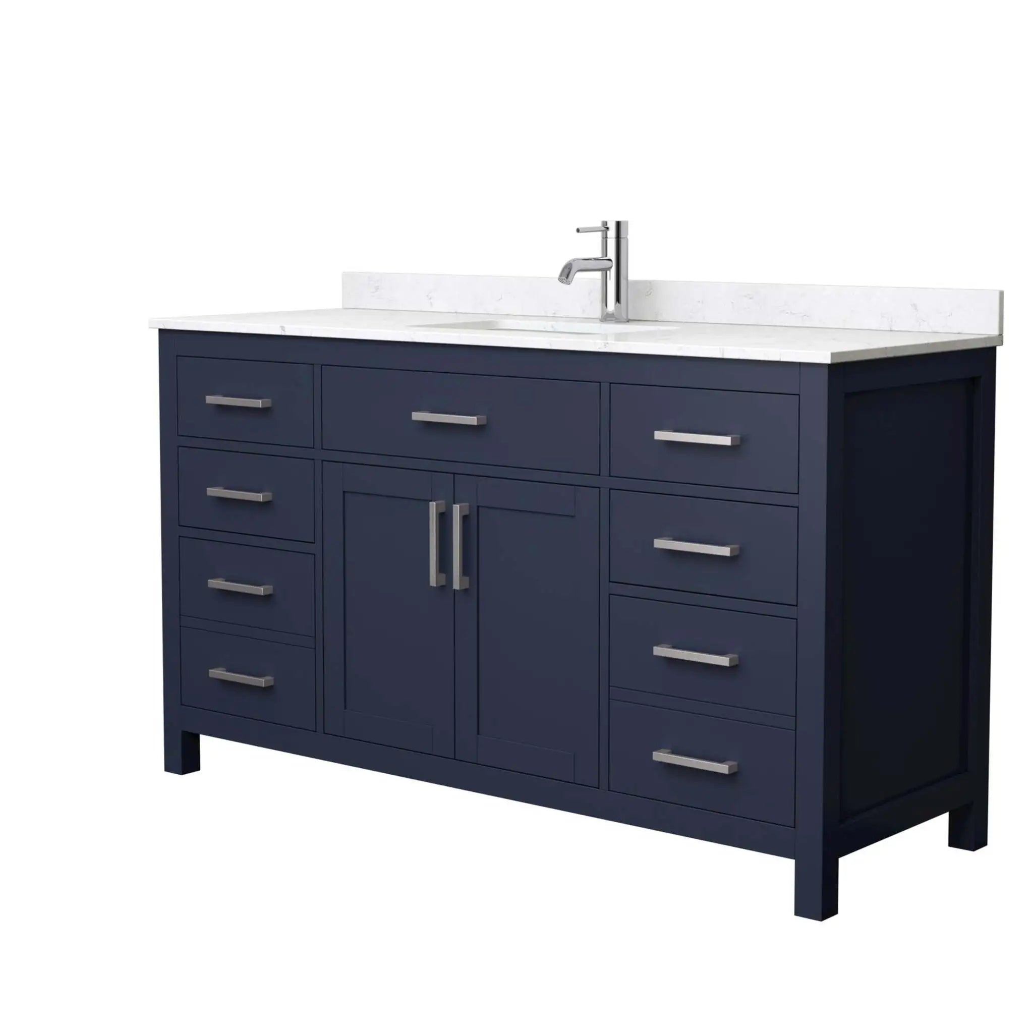 60" Beckett Single Bathroom Vanity in Dark Blue with Brushed Nickel Trim by Wyndham