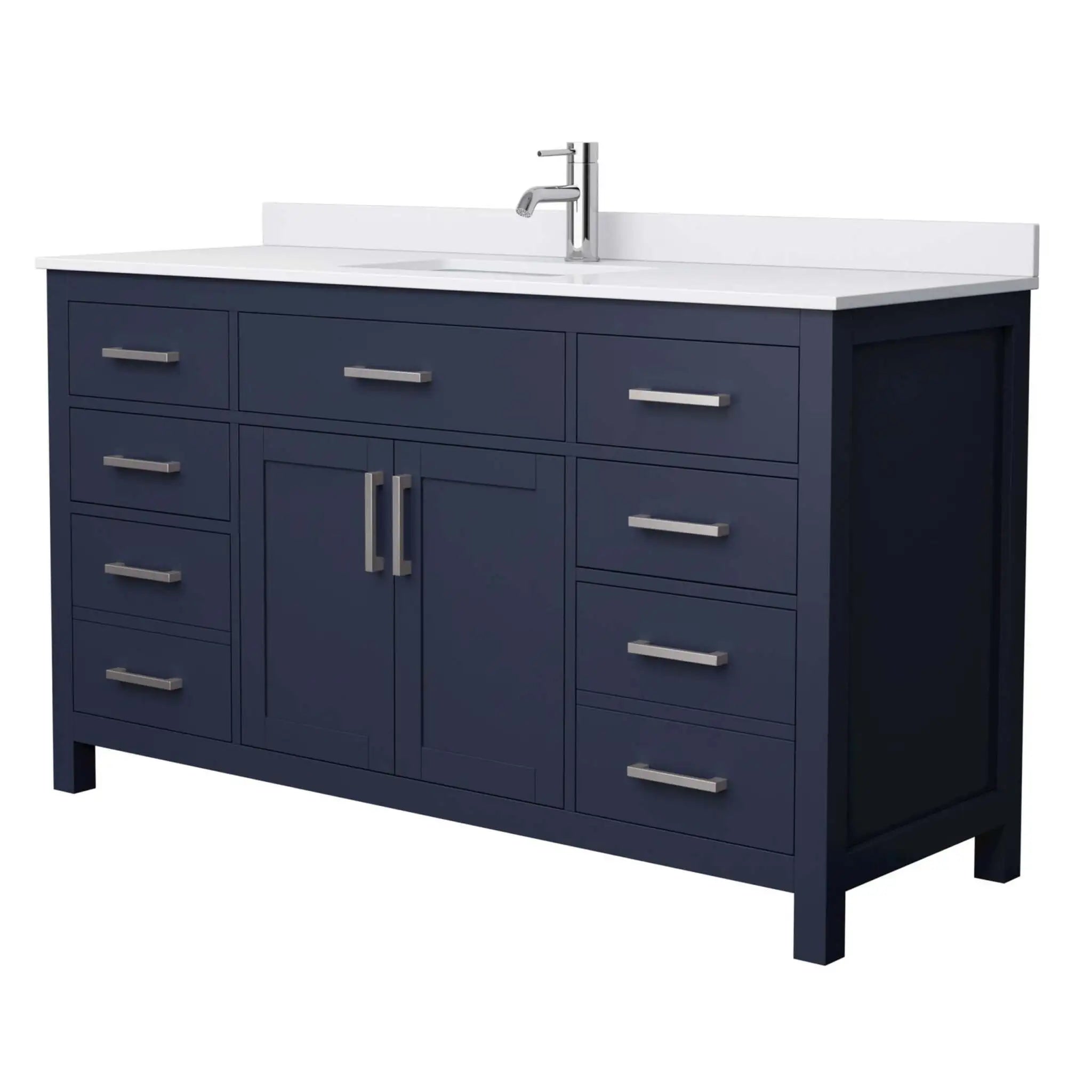 60" Beckett Single Bathroom Vanity in Dark Blue with Brushed Nickel Trim by Wyndham