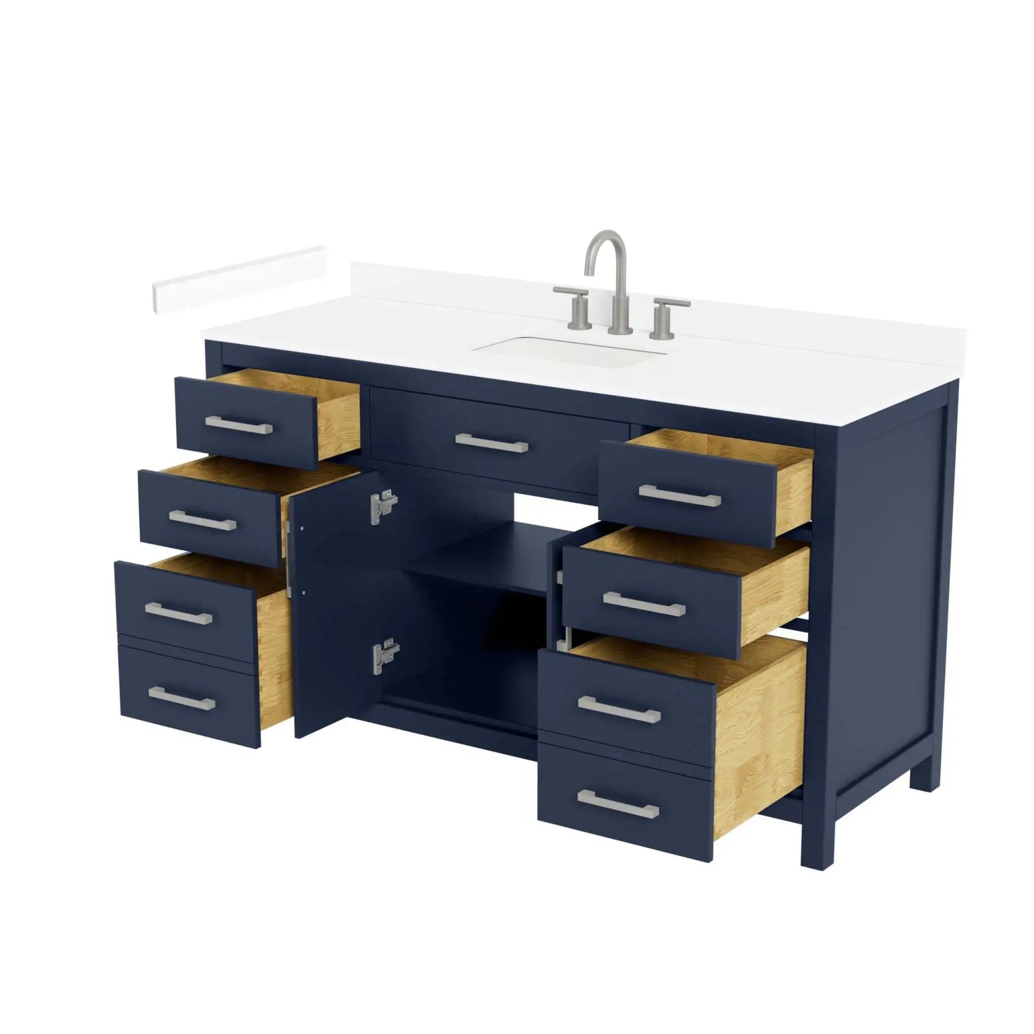 60" Beckett Single Bathroom Vanity in Dark Blue with Brushed Nickel Trim by Wyndham