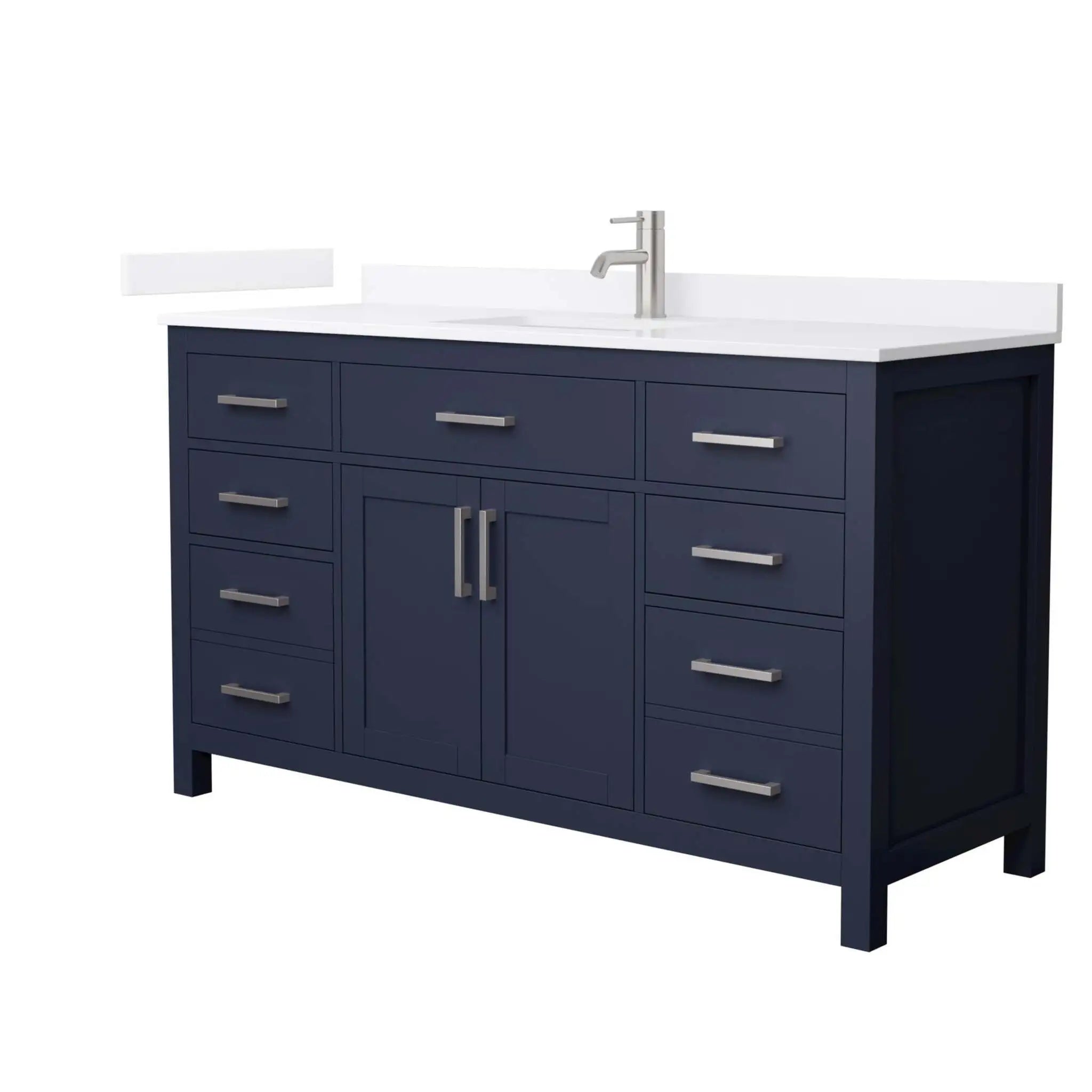 60" Beckett Single Bathroom Vanity in Dark Blue with Brushed Nickel Trim by Wyndham