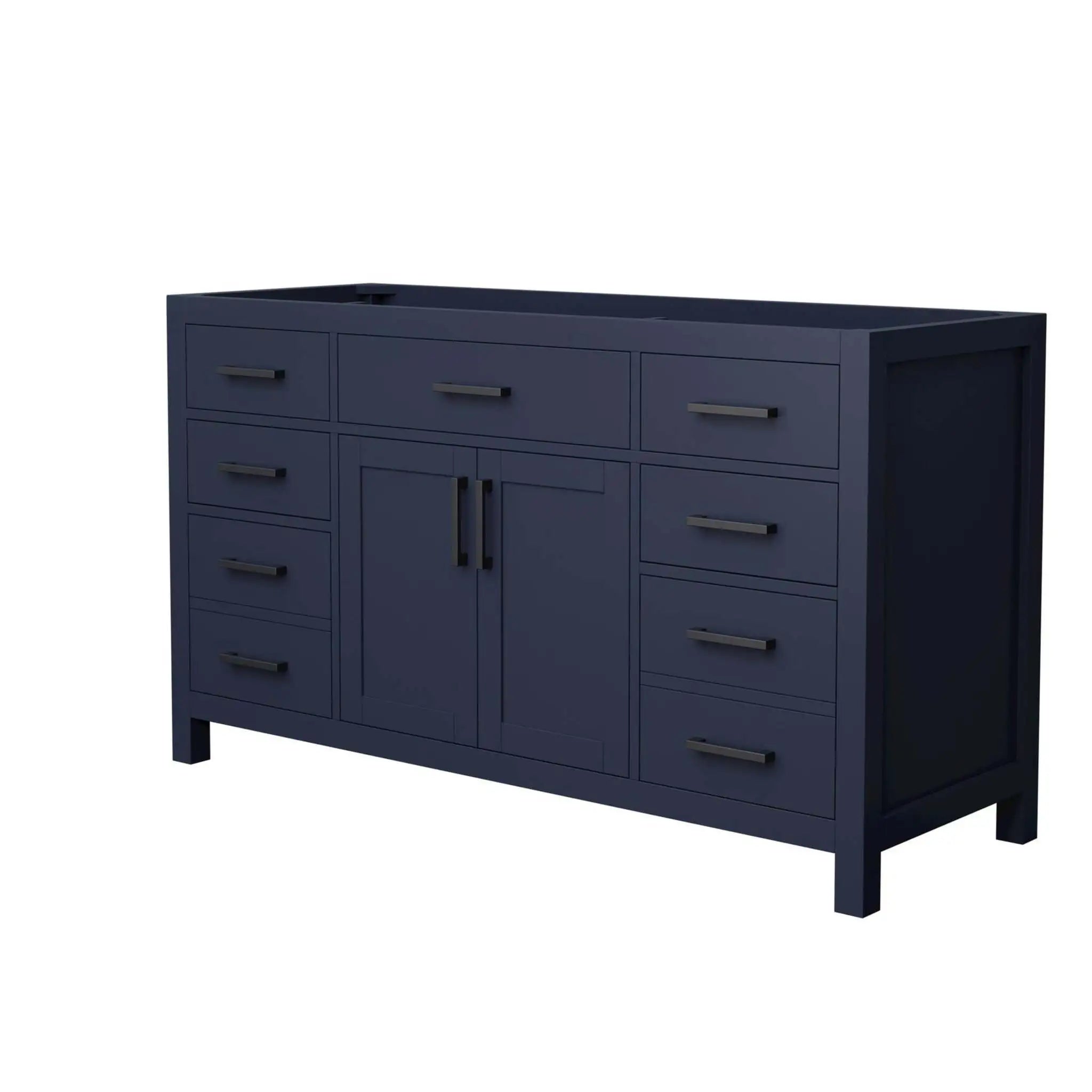 60" Beckett Single Bathroom Vanity in Dark Blue with Matte Black Trim by Wyndham