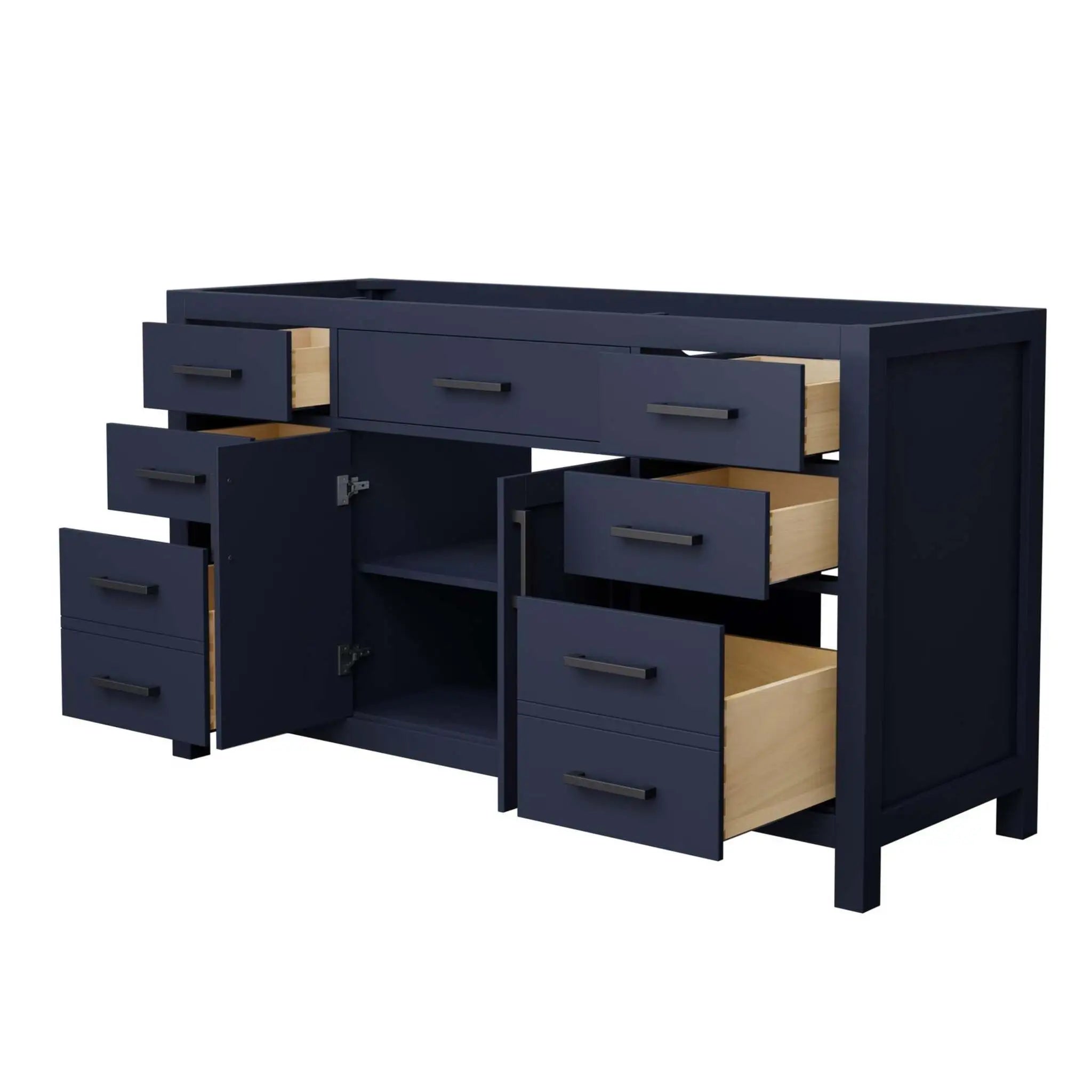 60" Beckett Single Bathroom Vanity in Dark Blue with Matte Black Trim by Wyndham