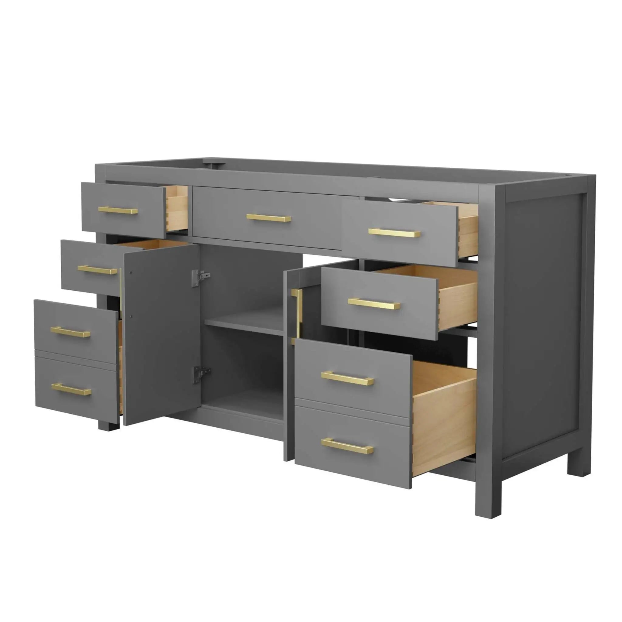 60" Beckett Single Bathroom Vanity in Dark Gray with Brushed Gold Trim by Wyndham