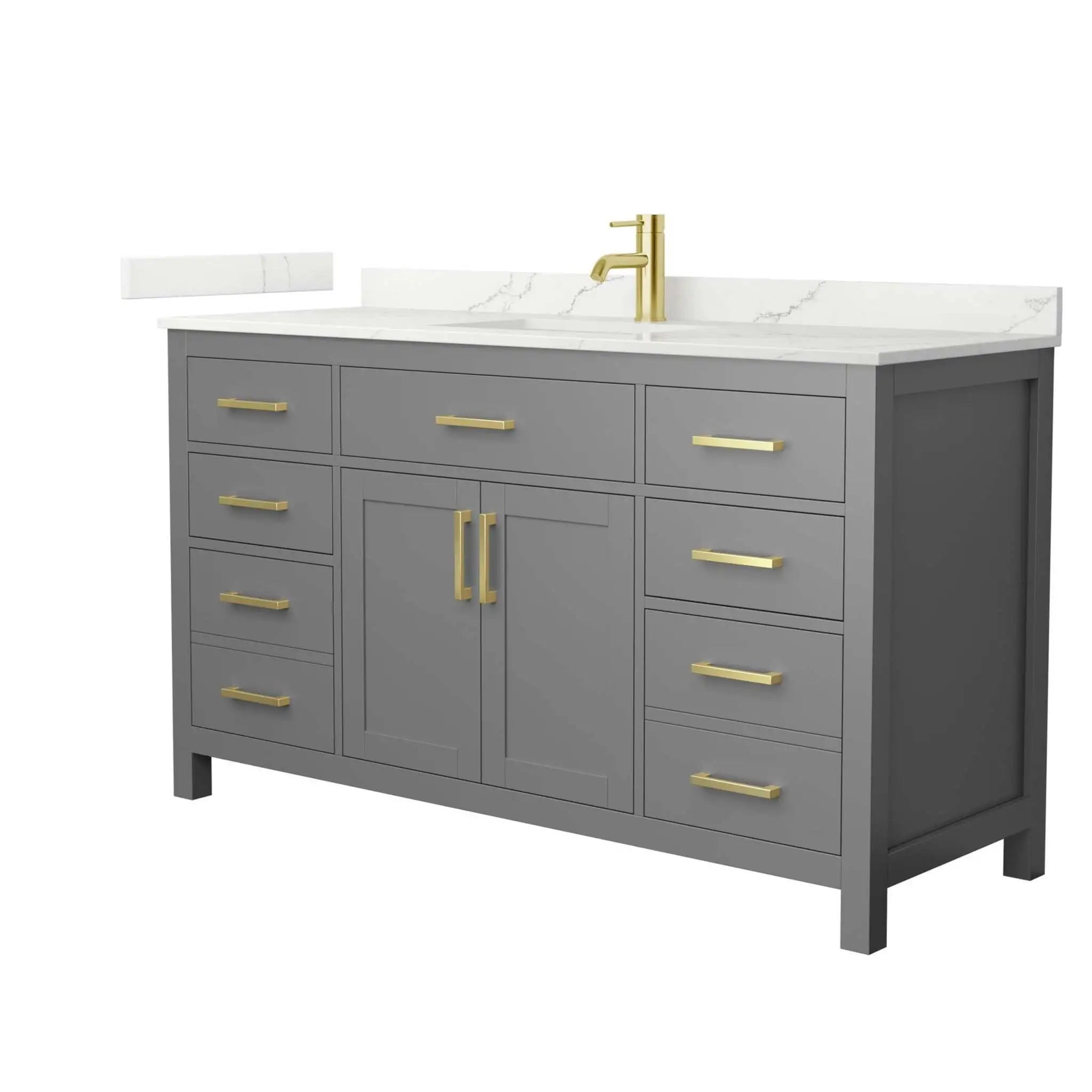 60" Beckett Single Bathroom Vanity in Dark Gray with Brushed Gold Trim by Wyndham