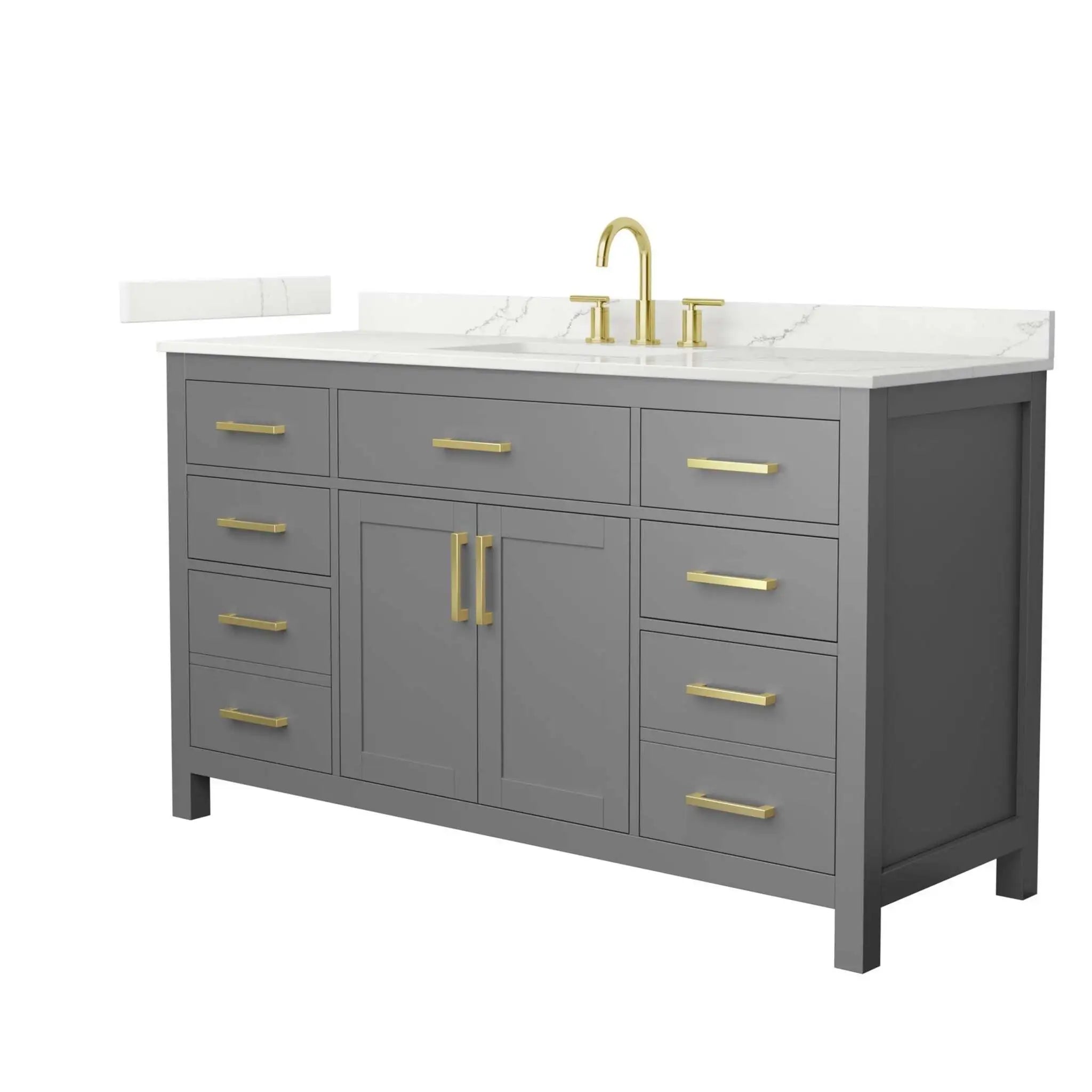 60" Beckett Single Bathroom Vanity in Dark Gray with Brushed Gold Trim by Wyndham
