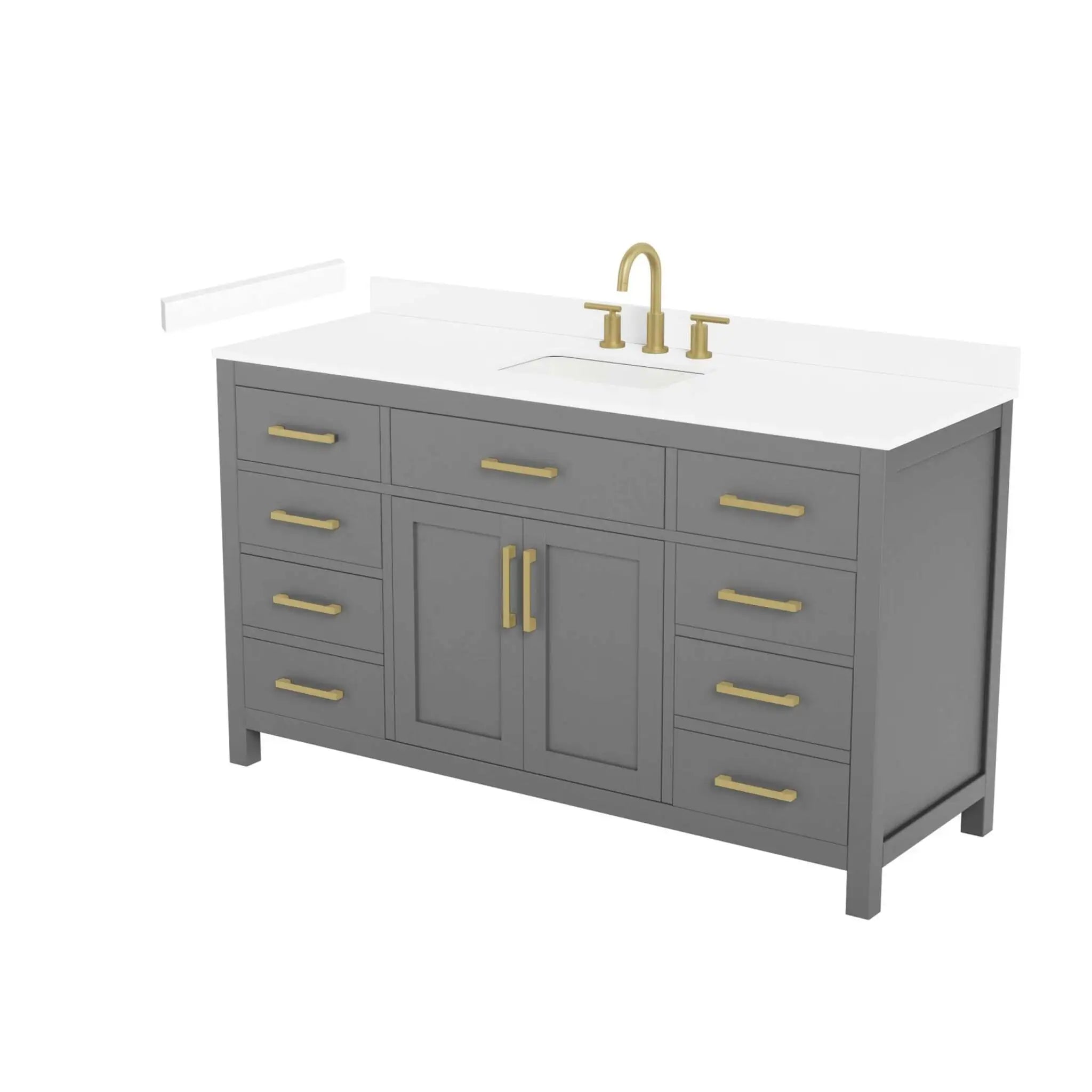 60" Beckett Single Bathroom Vanity in Dark Gray with Brushed Gold Trim by Wyndham