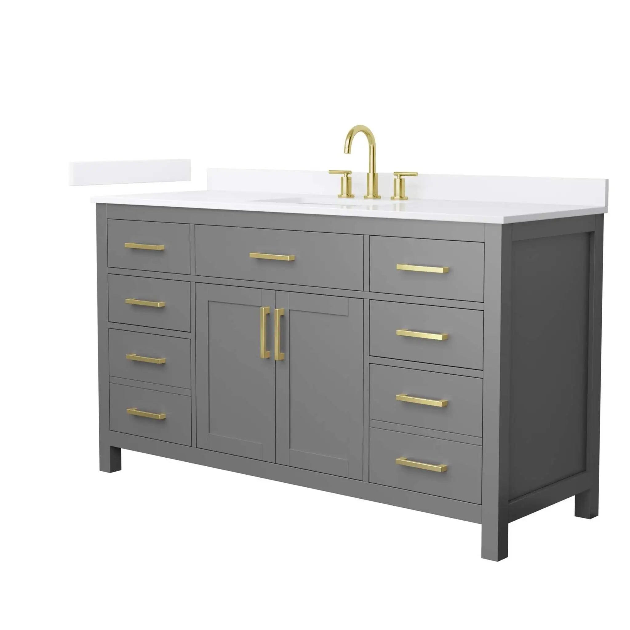 60" Beckett Single Bathroom Vanity in Dark Gray with Brushed Gold Trim by Wyndham
