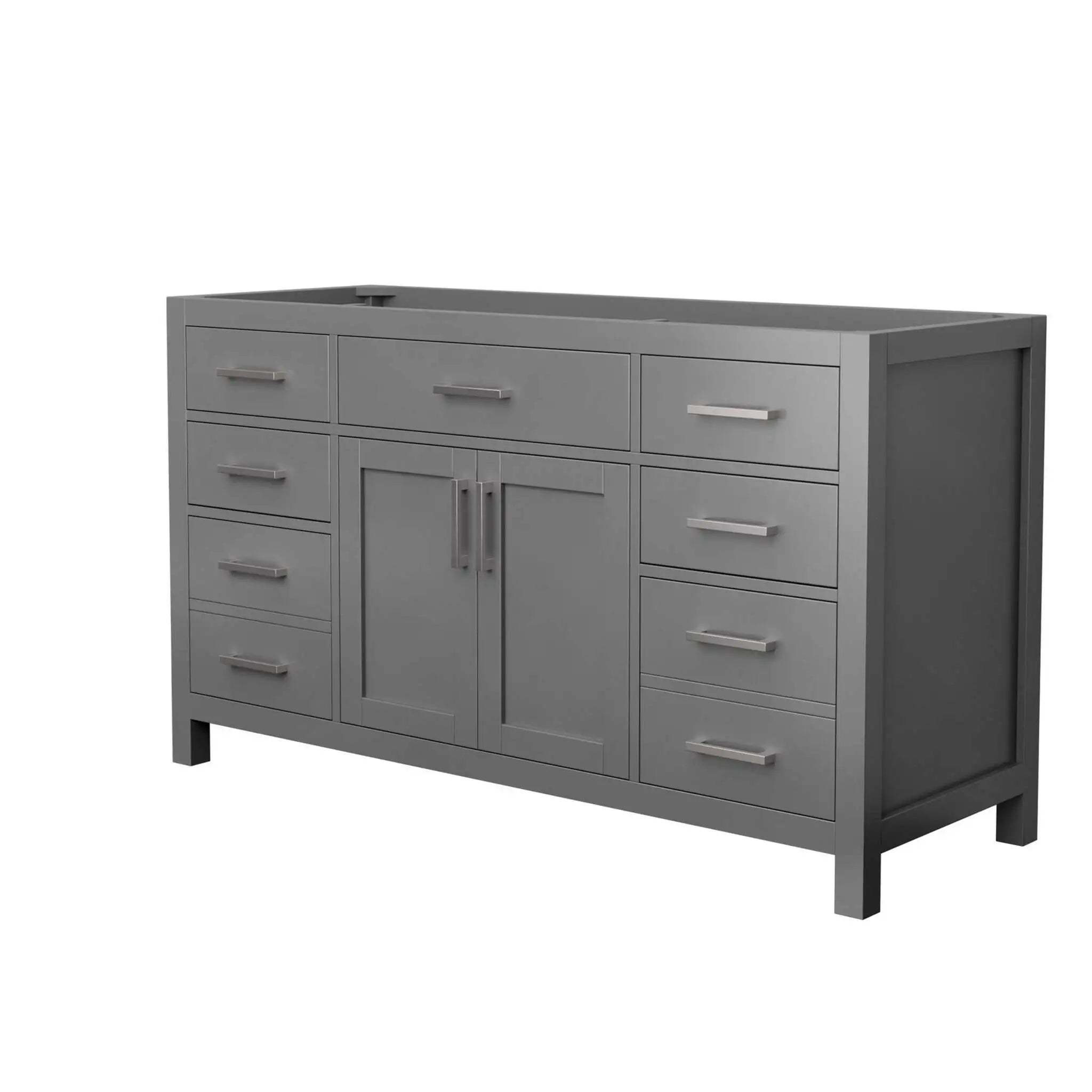 60" Beckett Single Bathroom Vanity in Dark Gray with Brushed Nickel Trim by Wyndham