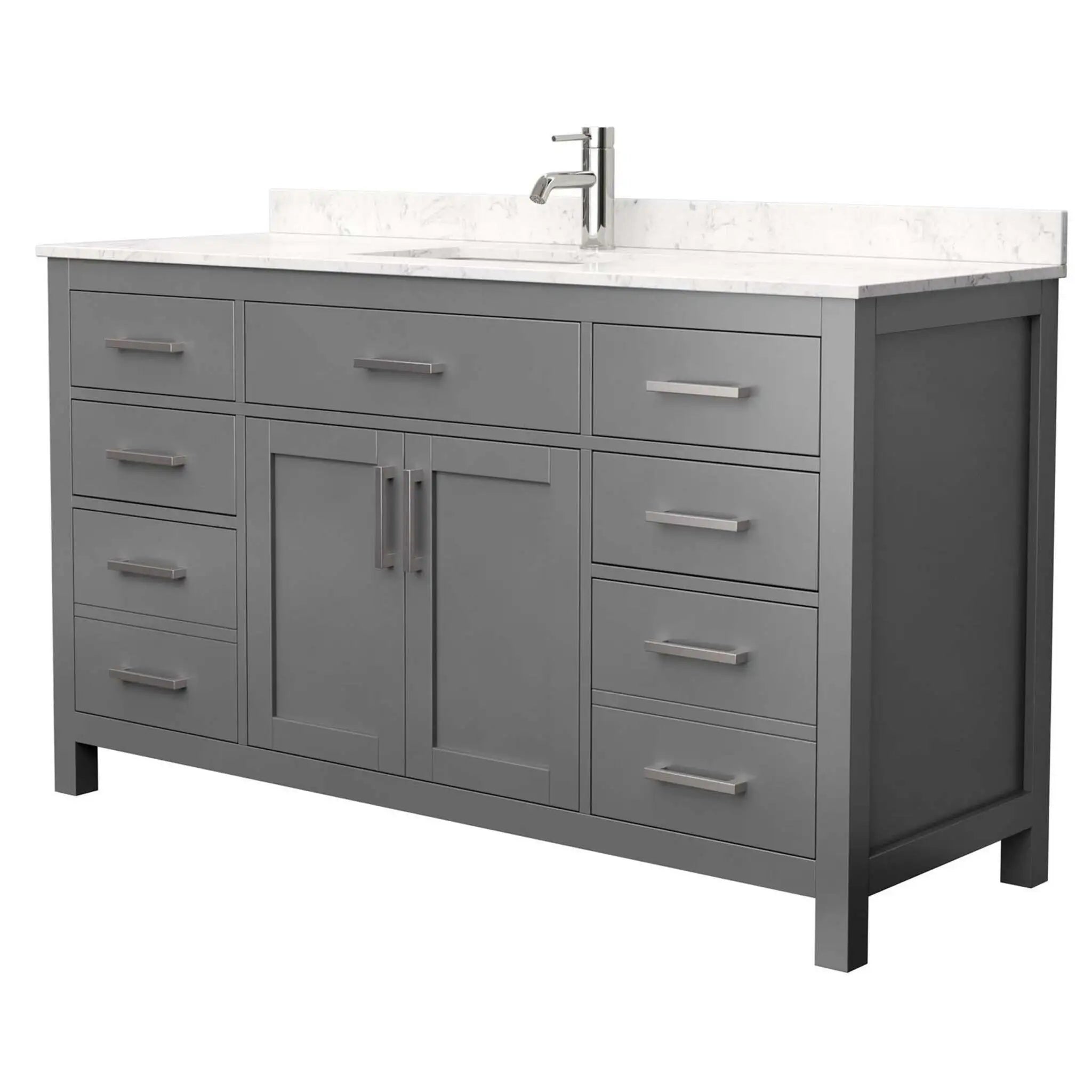 60" Beckett Single Bathroom Vanity in Dark Gray with Brushed Nickel Trim by Wyndham