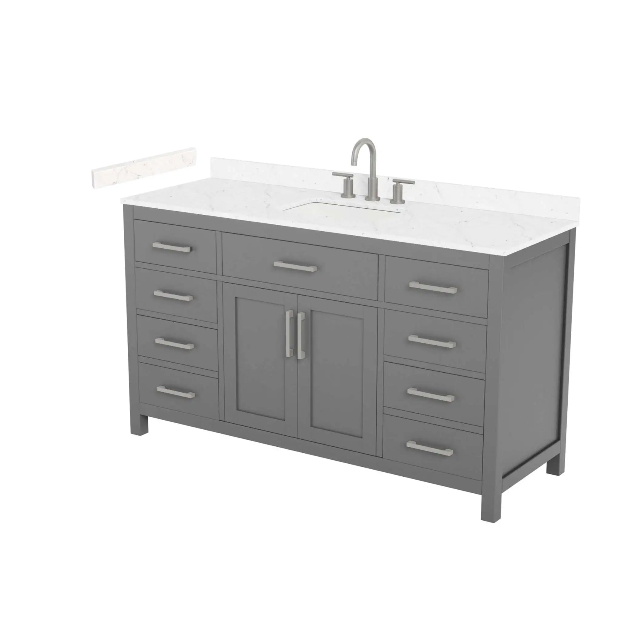60" Beckett Single Bathroom Vanity in Dark Gray with Brushed Nickel Trim by Wyndham