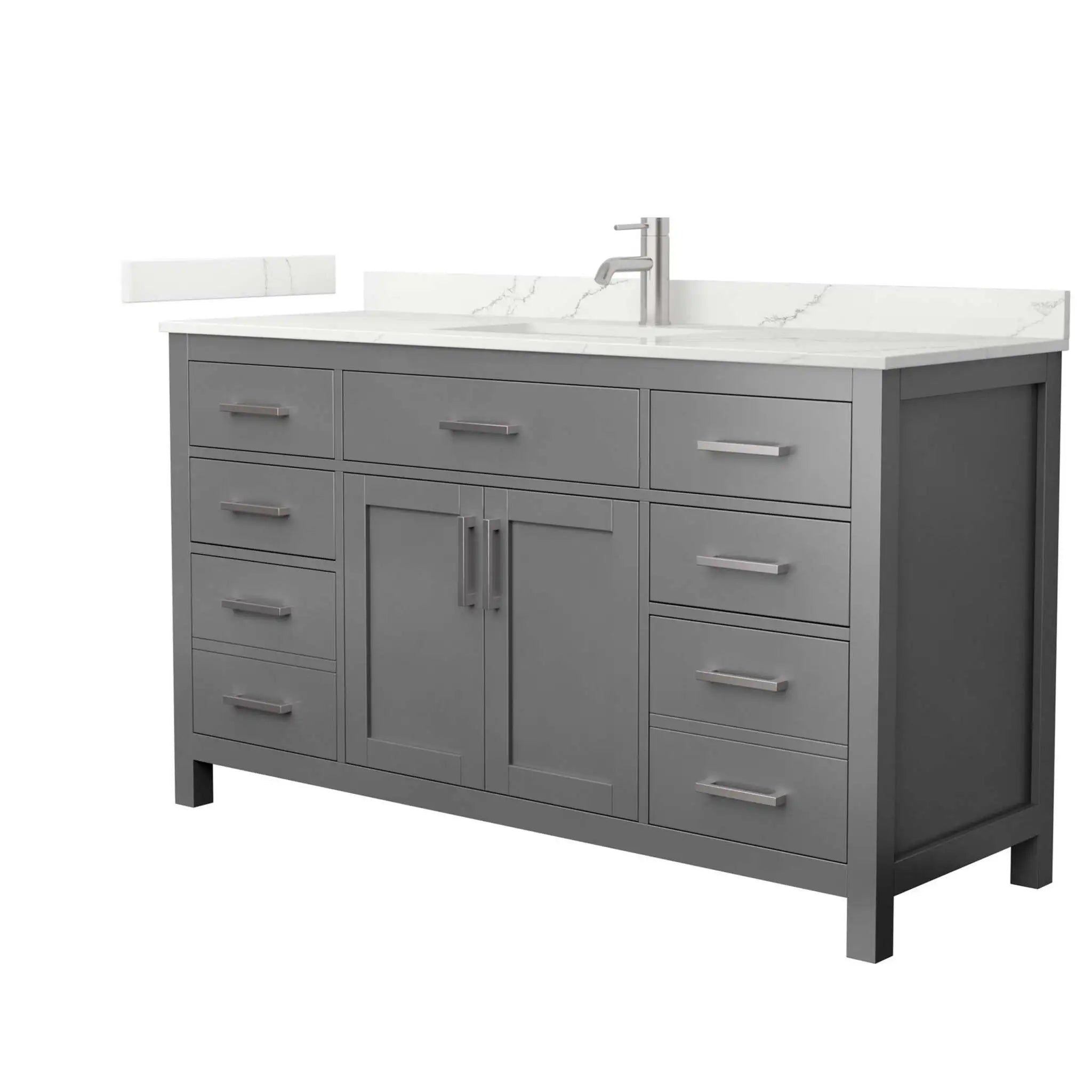 60" Beckett Single Bathroom Vanity in Dark Gray with Brushed Nickel Trim by Wyndham