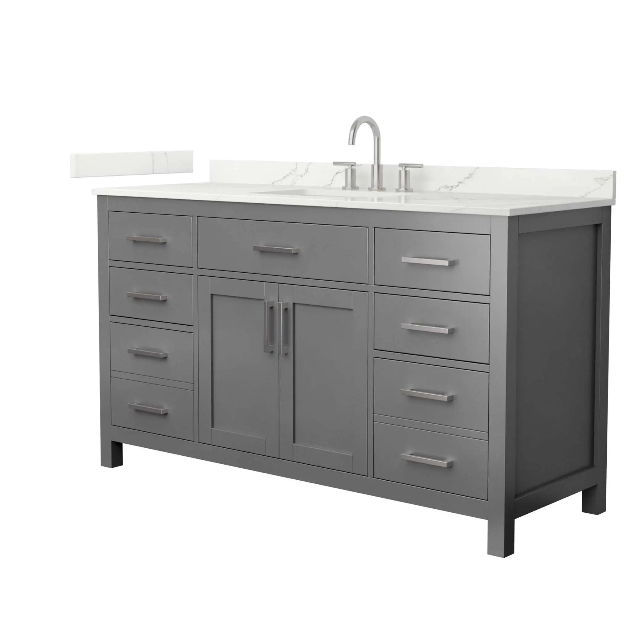 60" Beckett Single Bathroom Vanity in Dark Gray with Brushed Nickel Trim by Wyndham