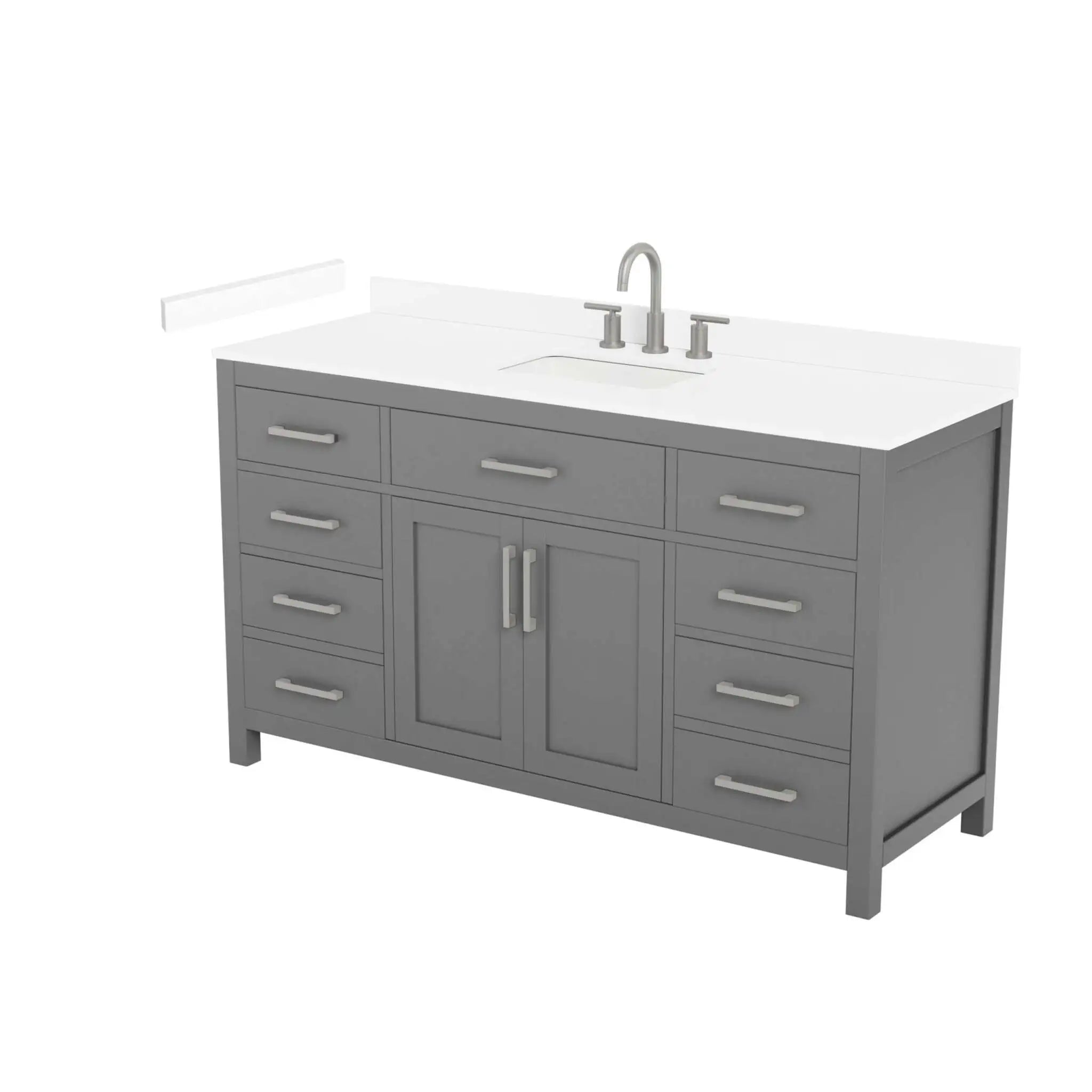 60" Beckett Single Bathroom Vanity in Dark Gray with Brushed Nickel Trim by Wyndham