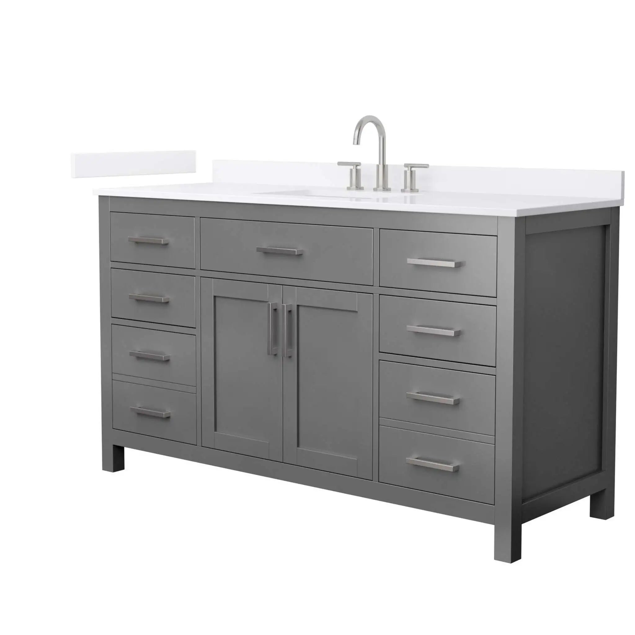 60" Beckett Single Bathroom Vanity in Dark Gray with Brushed Nickel Trim by Wyndham