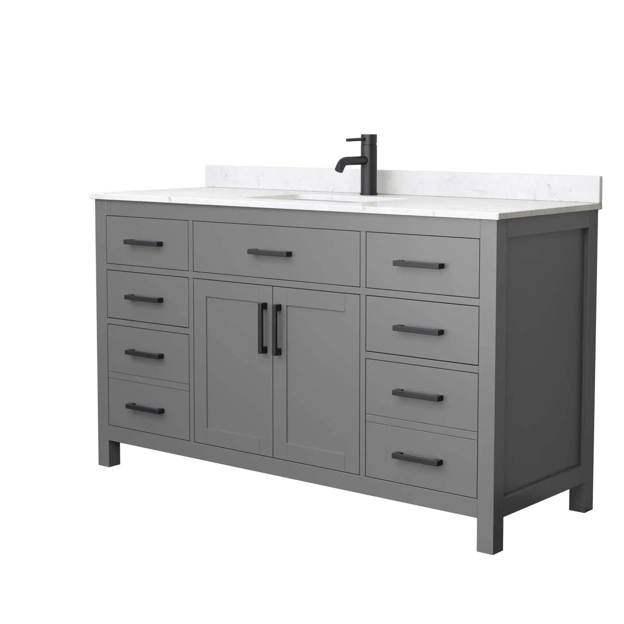 60" Beckett Single Bathroom Vanity in Dark Gray with Matte Black Trim by Wyndham