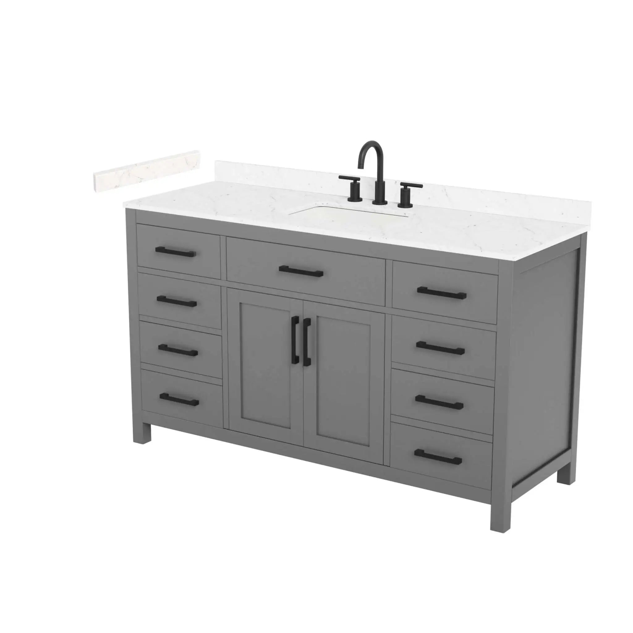60" Beckett Single Bathroom Vanity in Dark Gray with Matte Black Trim by Wyndham