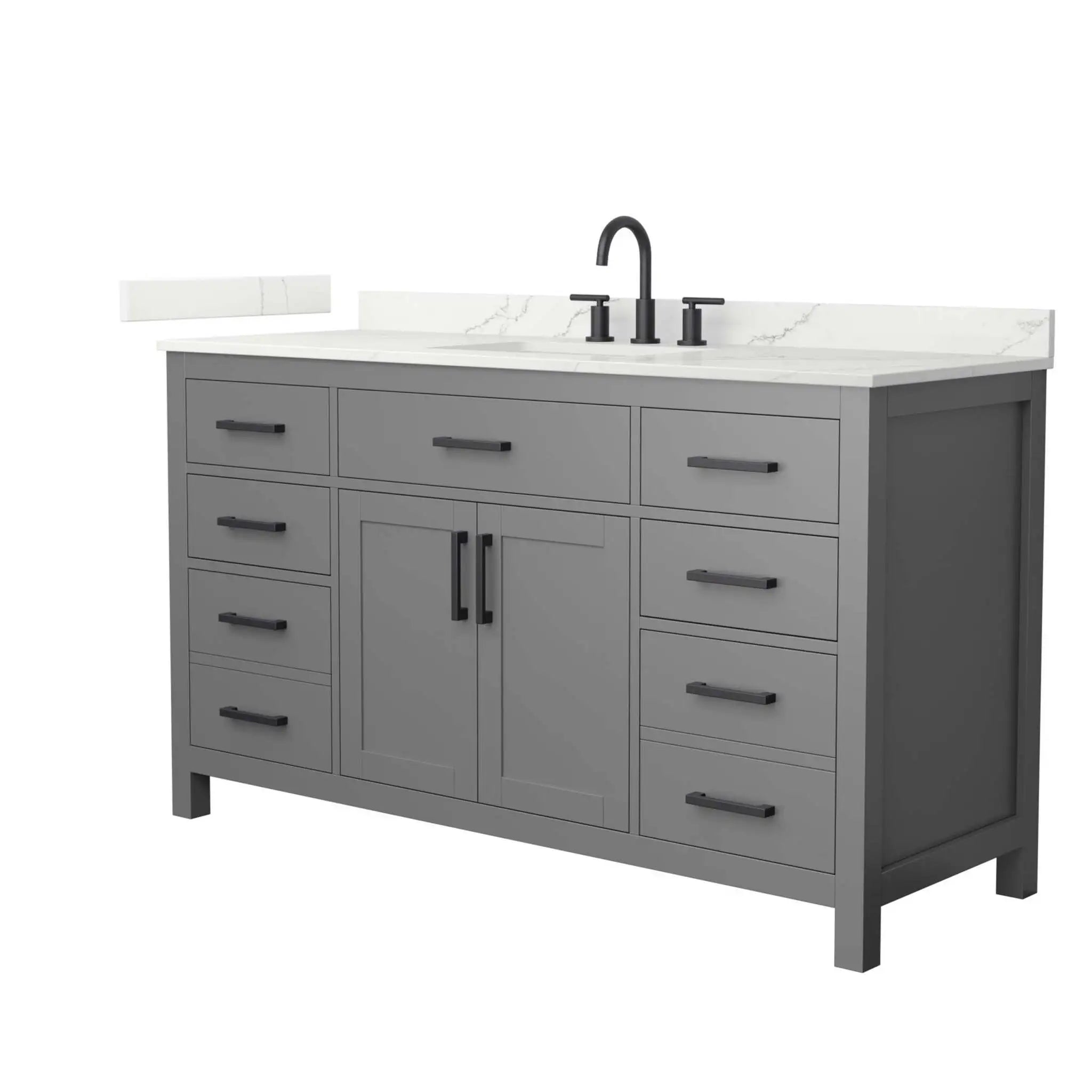 60" Beckett Single Bathroom Vanity in Dark Gray with Matte Black Trim by Wyndham