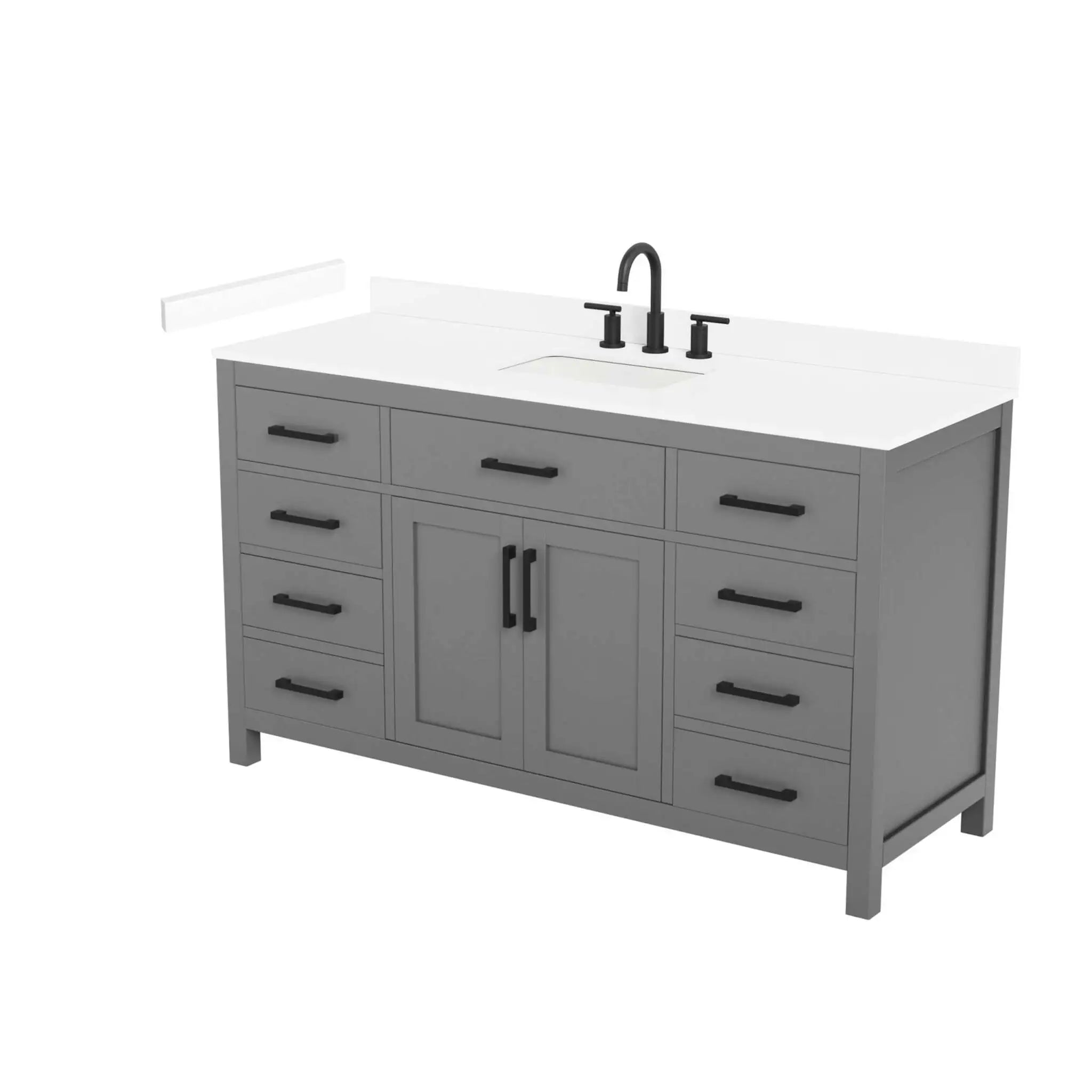 60" Beckett Single Bathroom Vanity in Dark Gray with Matte Black Trim by Wyndham