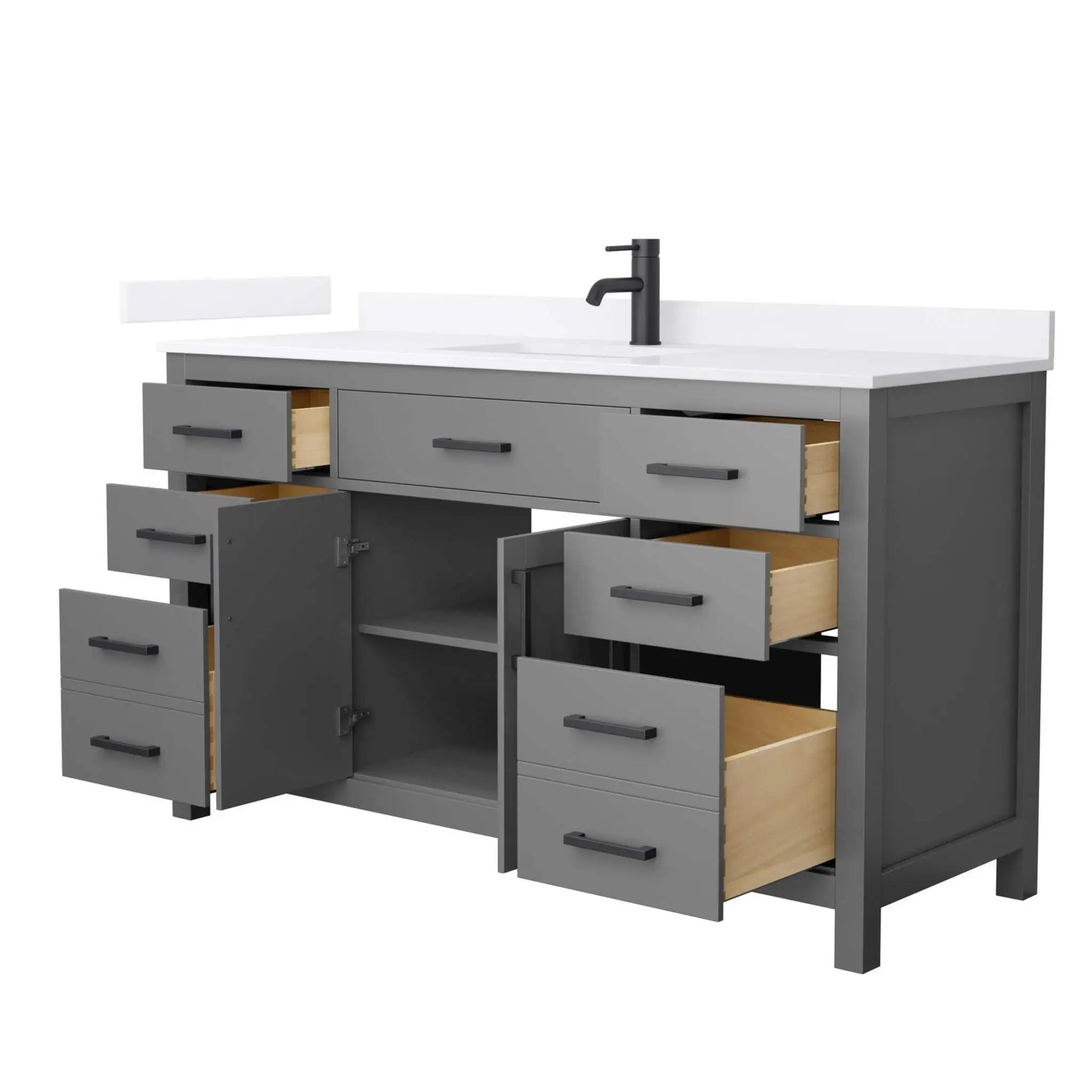 60" Beckett Single Bathroom Vanity in Dark Gray with Matte Black Trim by Wyndham
