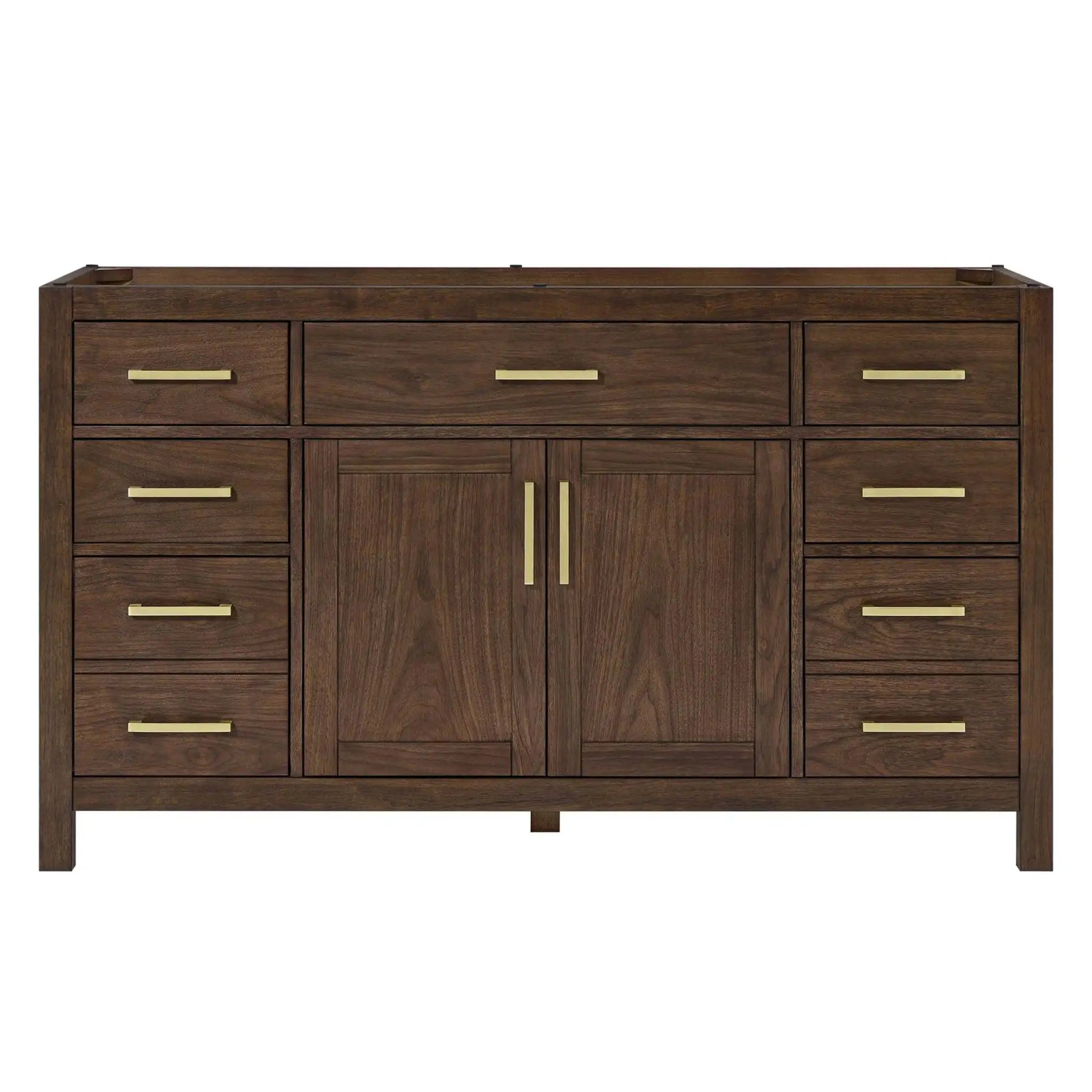 60" Beckett Single Bathroom Vanity in Dark Walnut with Brushed Gold Trim by Wyndham