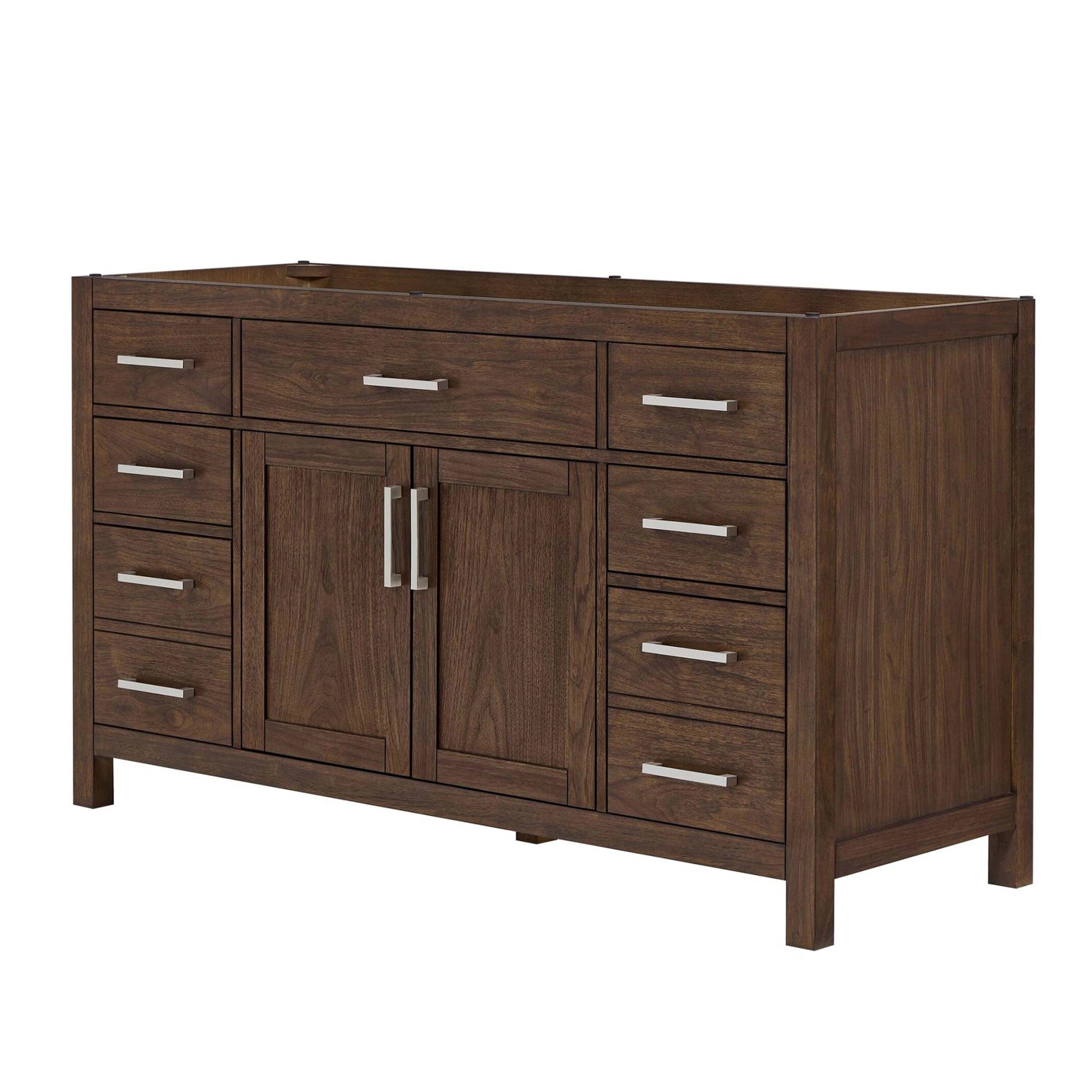 60" Beckett Single Bathroom Vanity in Dark Walnut with Brushed Nickel Trim by Wyndham