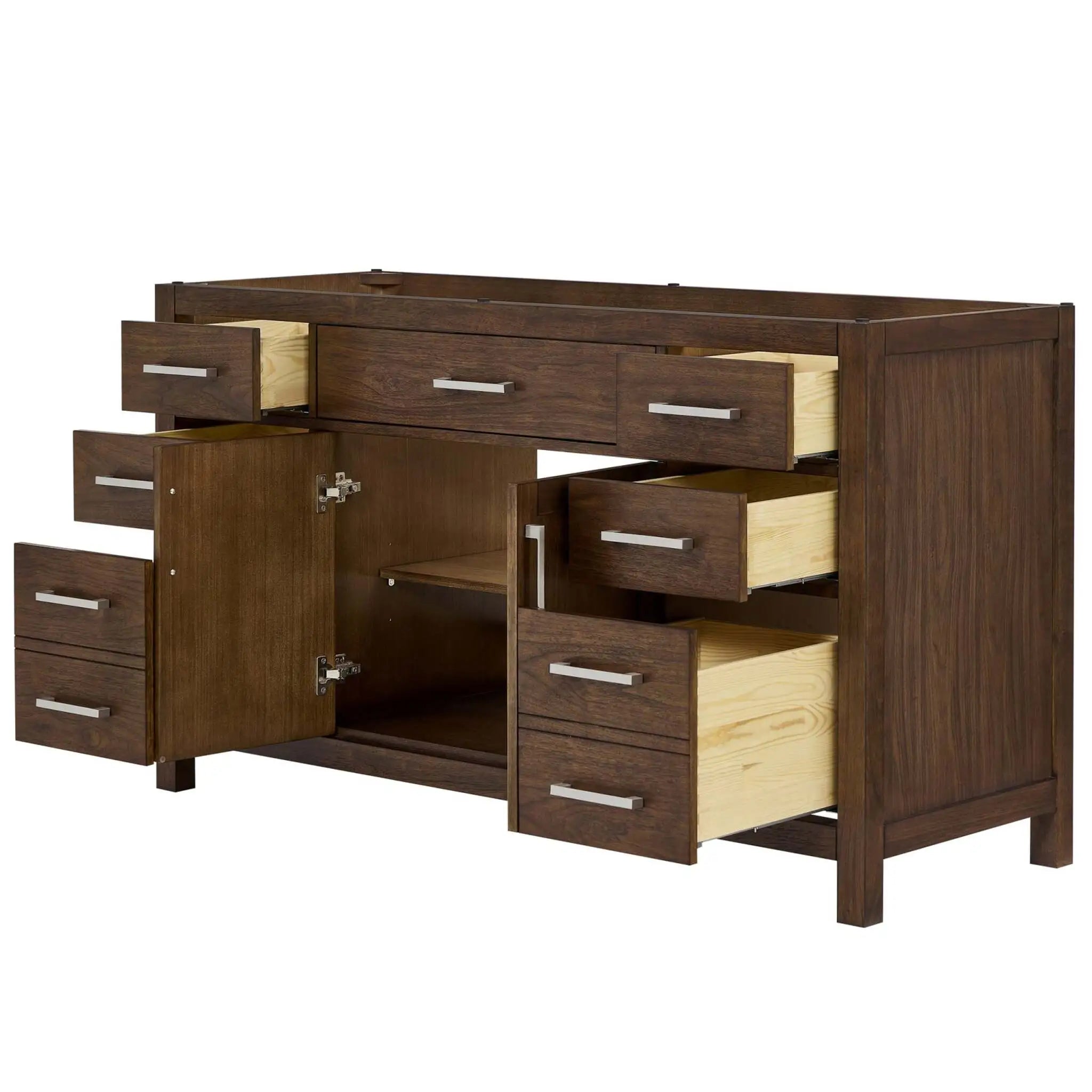 60" Beckett Single Bathroom Vanity in Dark Walnut with Brushed Nickel Trim by Wyndham