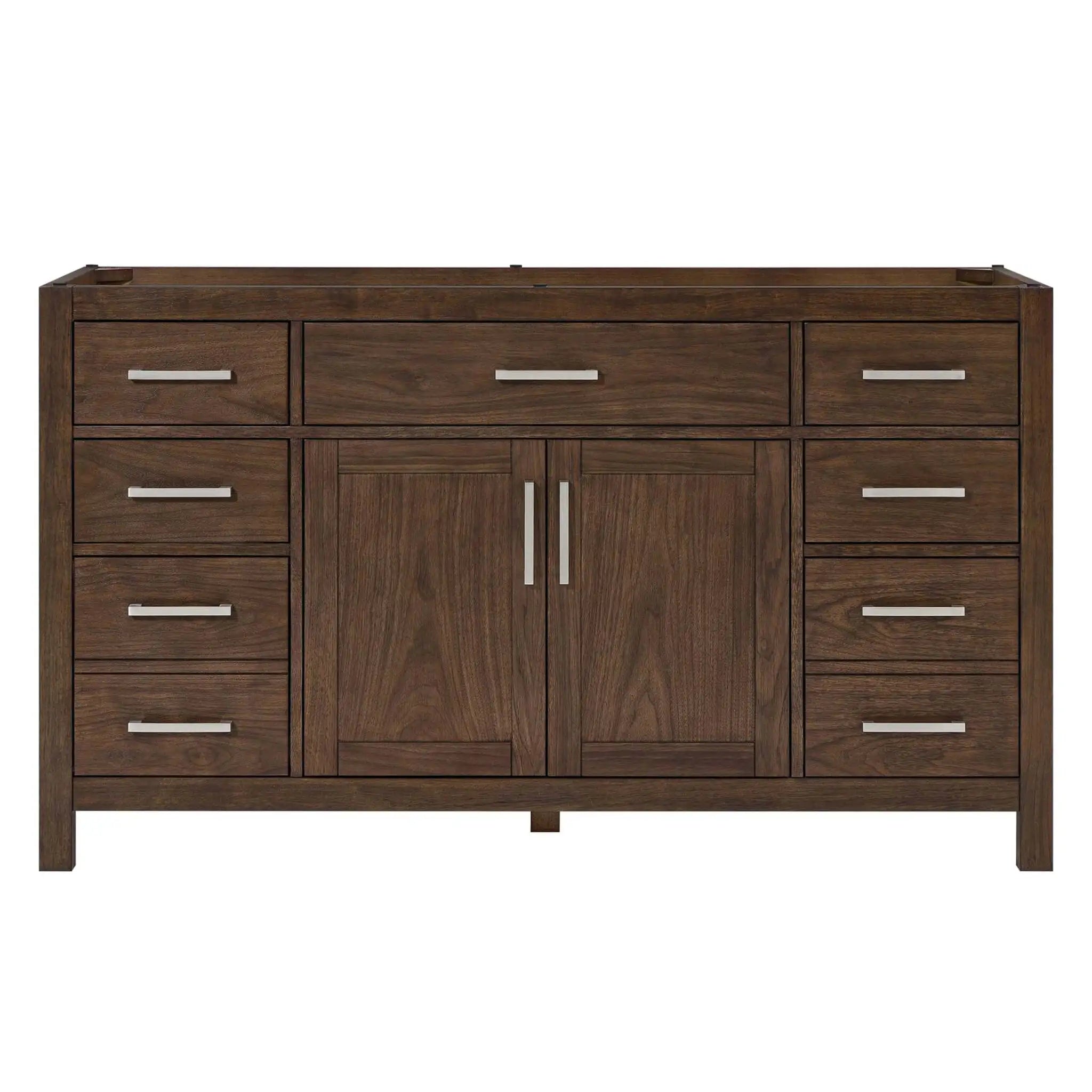 60" Beckett Single Bathroom Vanity in Dark Walnut with Brushed Nickel Trim by Wyndham