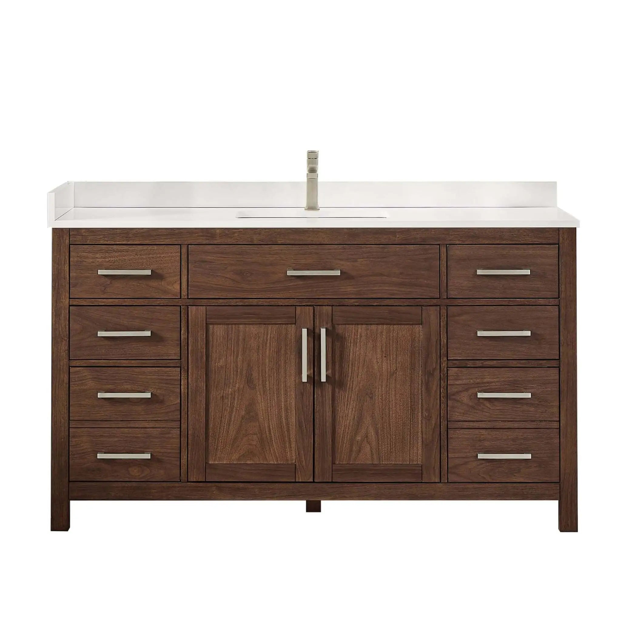 60" Beckett Single Bathroom Vanity in Dark Walnut with Brushed Nickel Trim by Wyndham