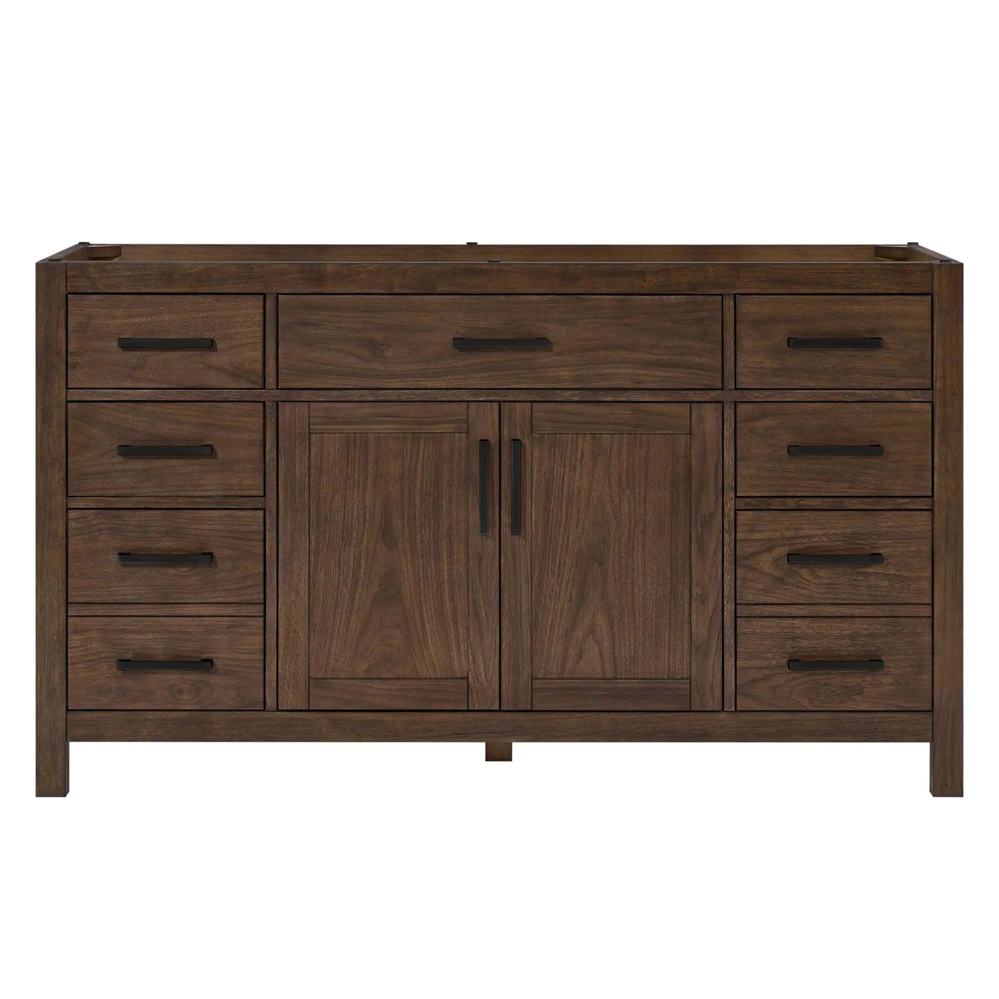 60" Beckett Single Bathroom Vanity in Dark Walnut with Matte Black Trim by Wyndham