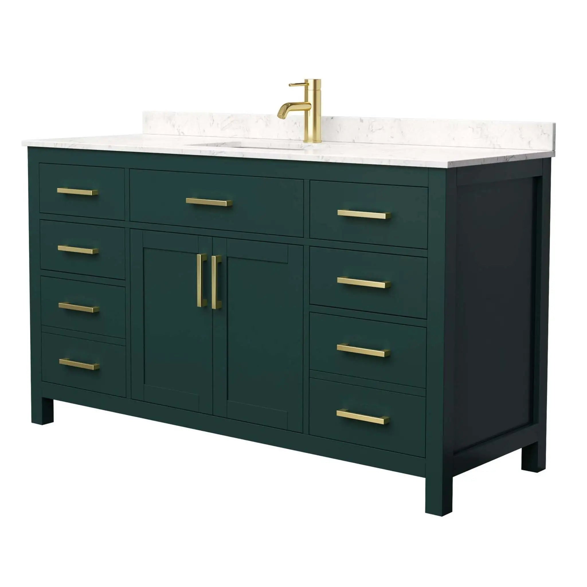 60" Beckett Single Bathroom Vanity in Green with Brushed Gold Trim by Wyndham