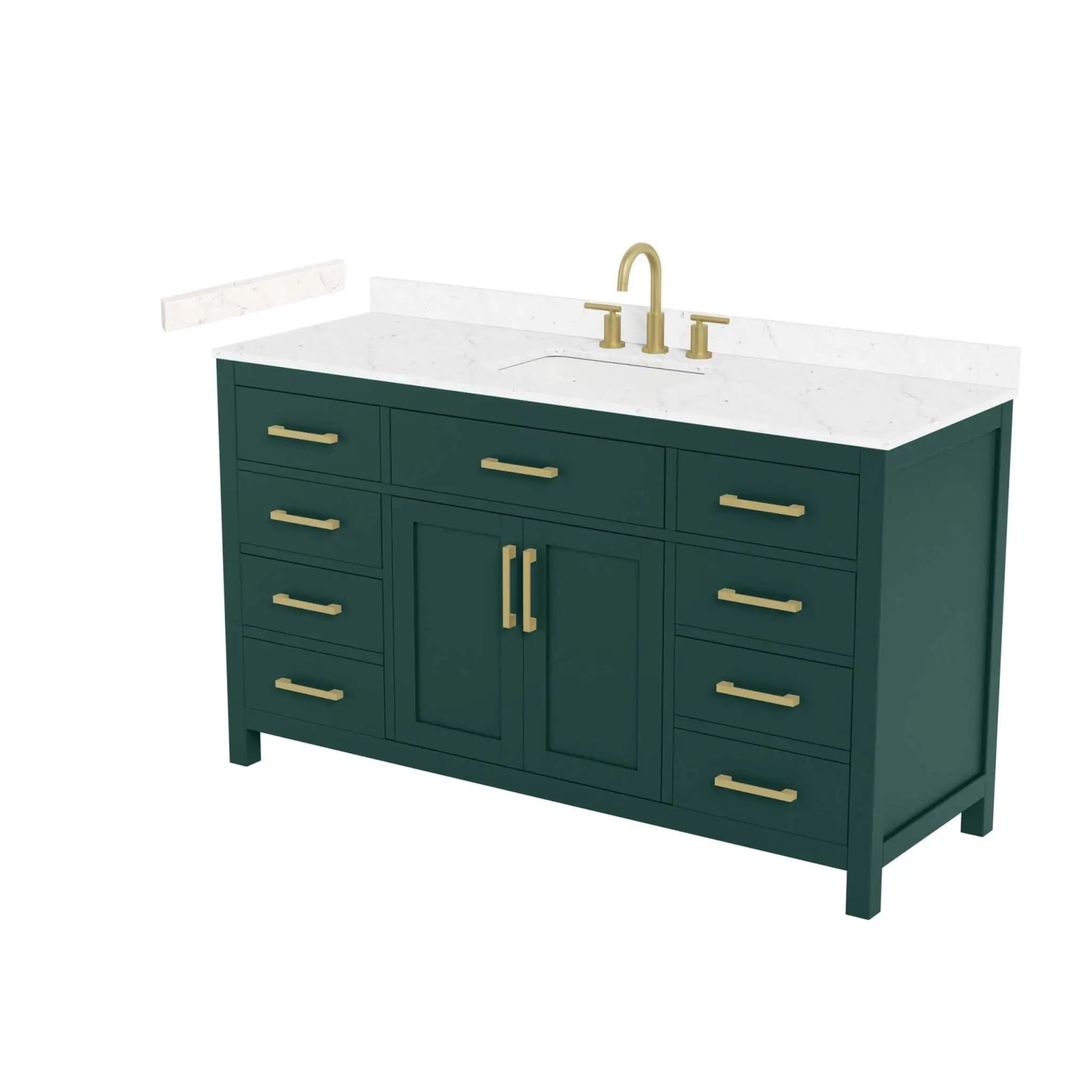 60" Beckett Single Bathroom Vanity in Green with Brushed Gold Trim by Wyndham