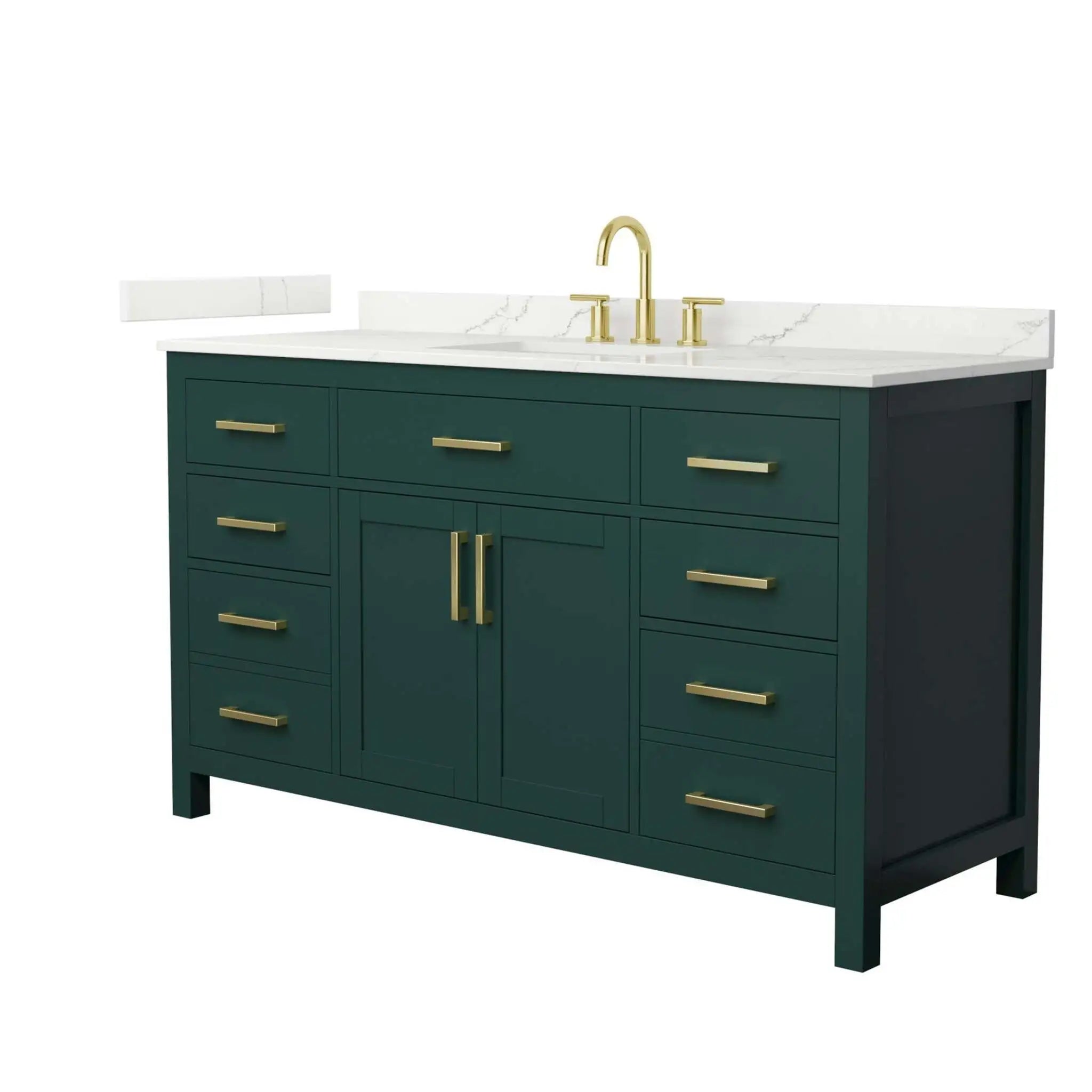 60" Beckett Single Bathroom Vanity in Green with Brushed Gold Trim by Wyndham