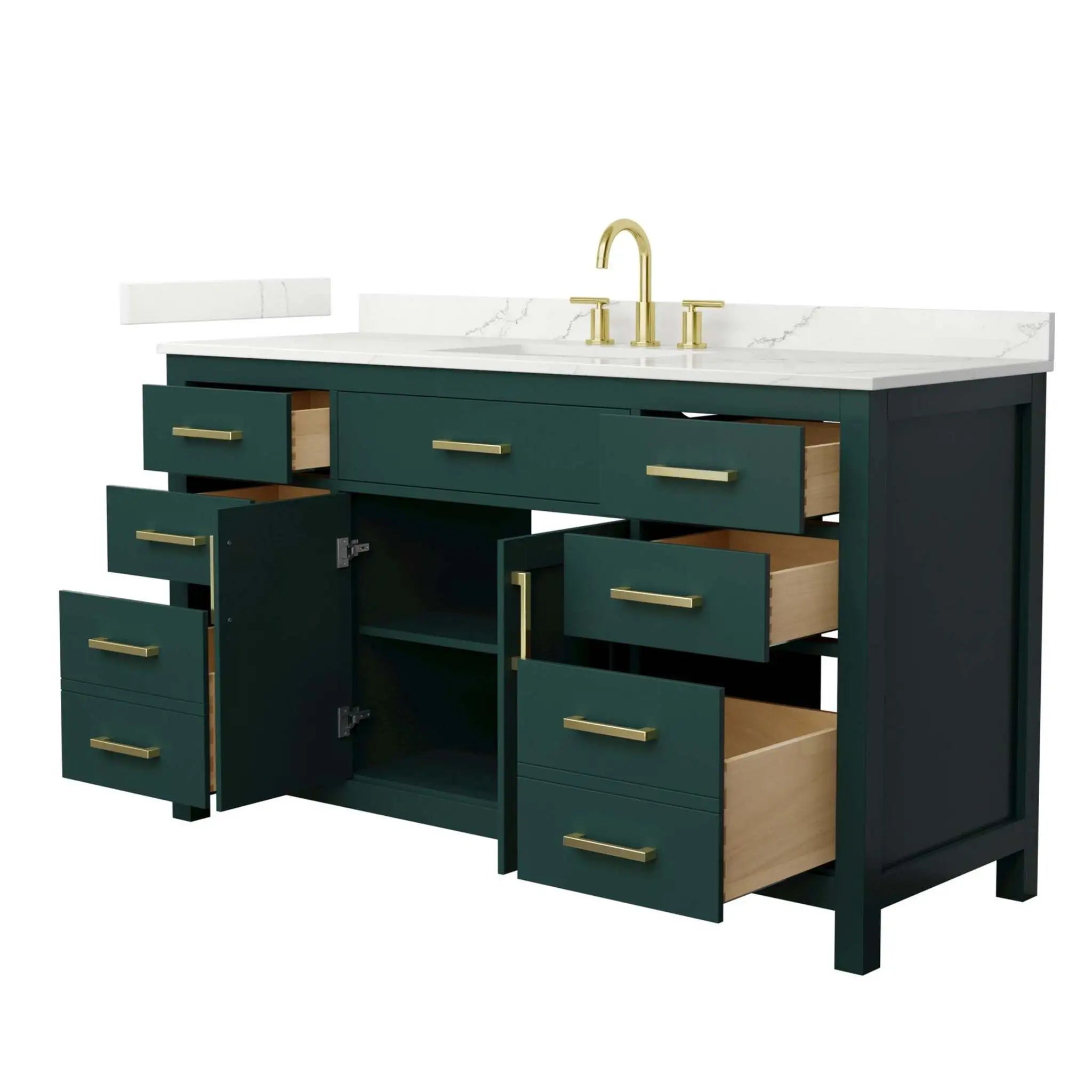 60" Beckett Single Bathroom Vanity in Green with Brushed Gold Trim by Wyndham